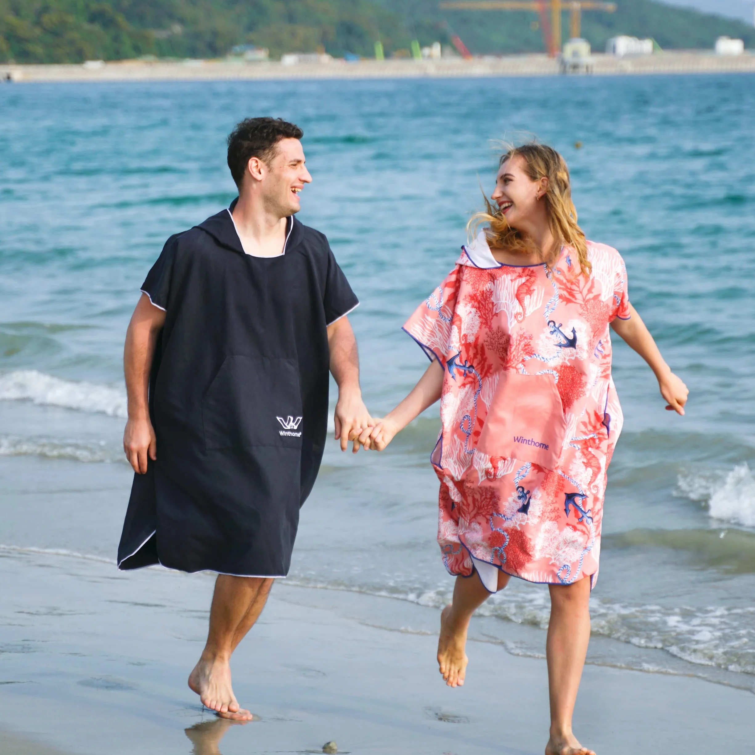 Poncho Surf Secado Rápido Microfibra con Bolsillo y Capucha para Hombre Mujer Playa Natación Viajes Gris M