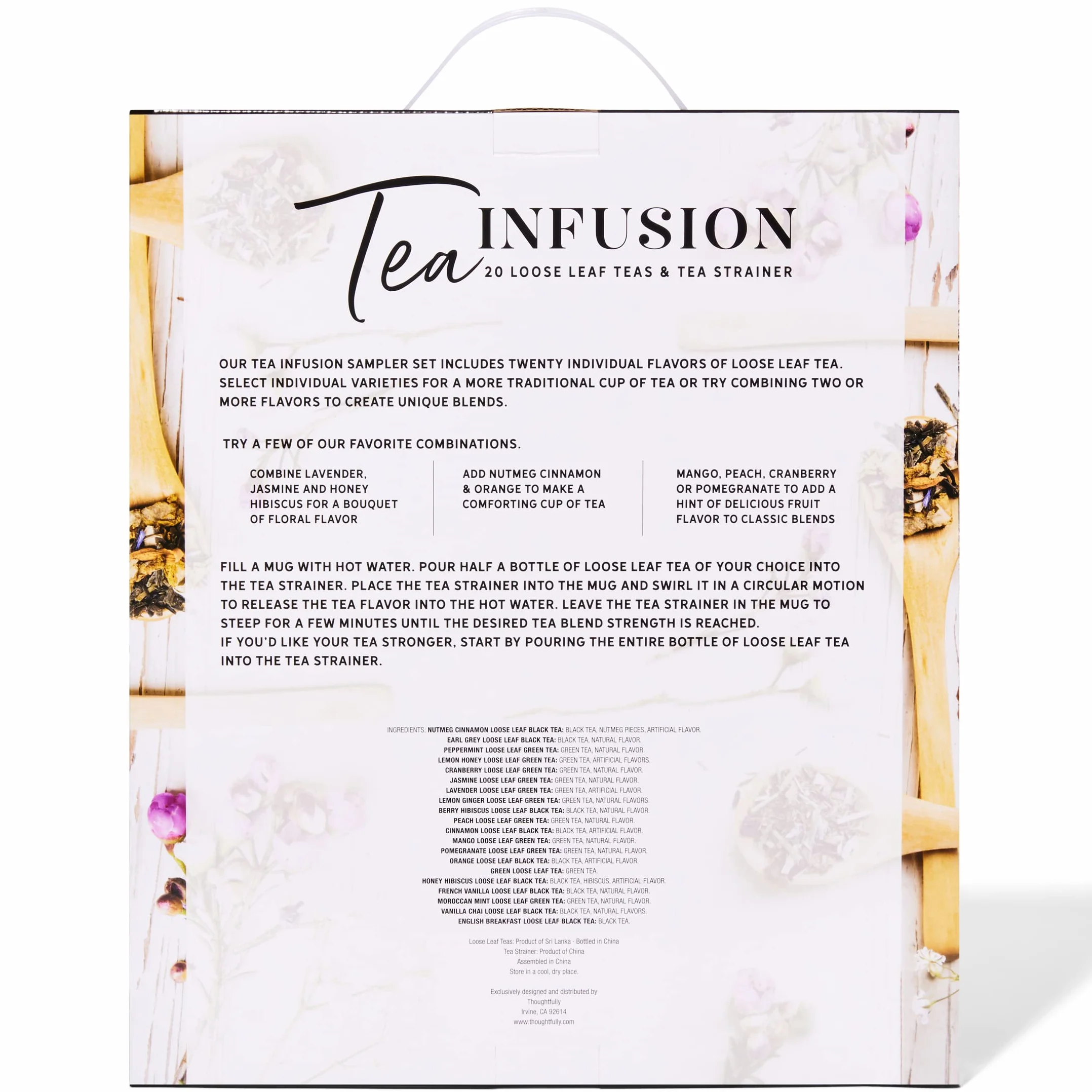 Modern Gourmet Foods, Kit de Infusión de Té de regalo, incluye 25 tés de hoja suelta de sabor único y un infusor de té, paquete de 25