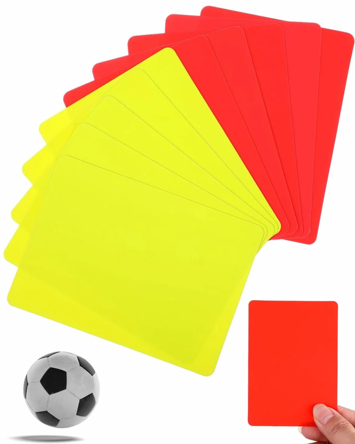 Kit de Tarjetas de Árbitro de Fútbol PVC - 10 Piezas, 2 Amarillas y 2 Rojas para Deporte Escolar