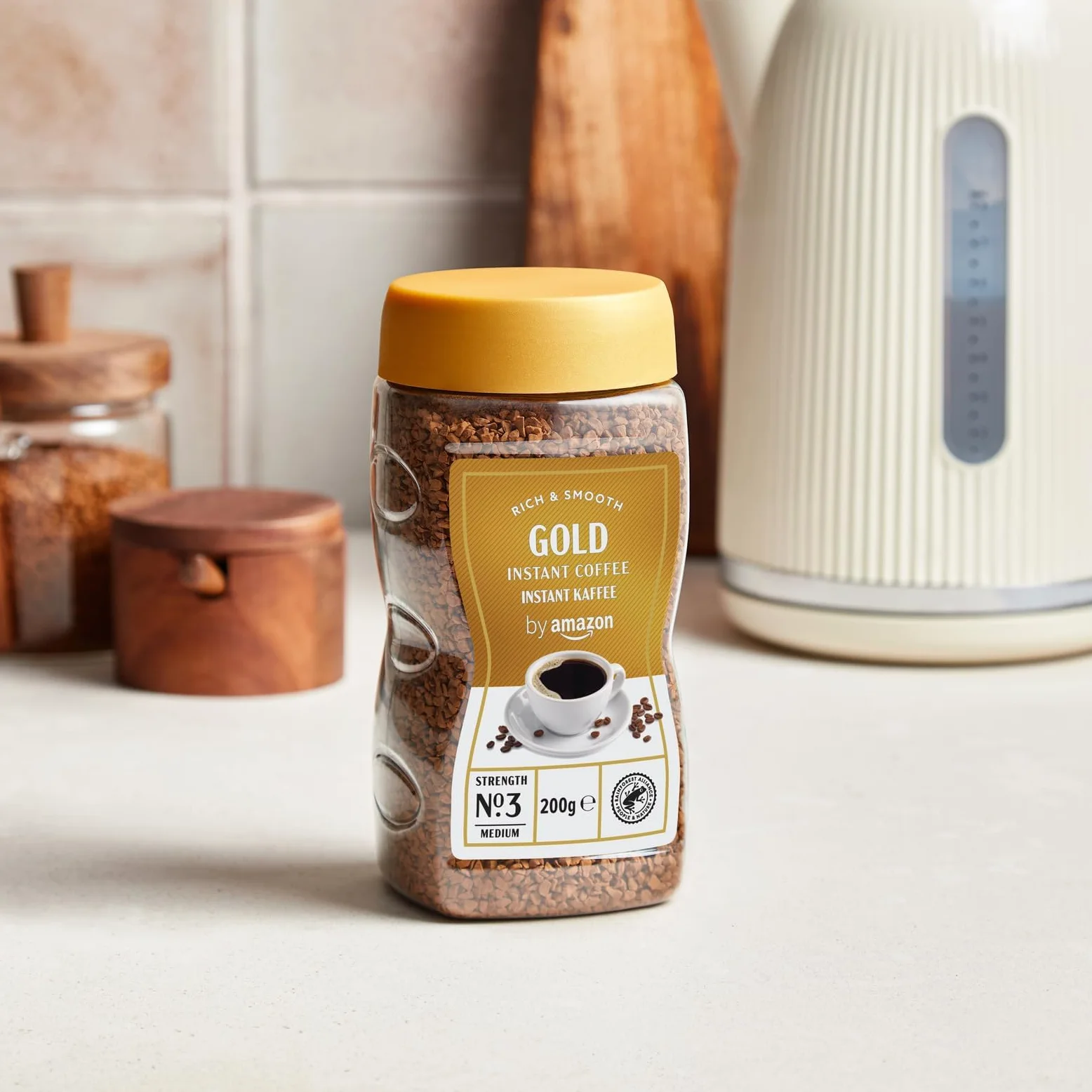 by Amazon - Café soluble liofilizado Gold, tueste medio, 200g, paquete de 6, certificado Rainforest Alliance
