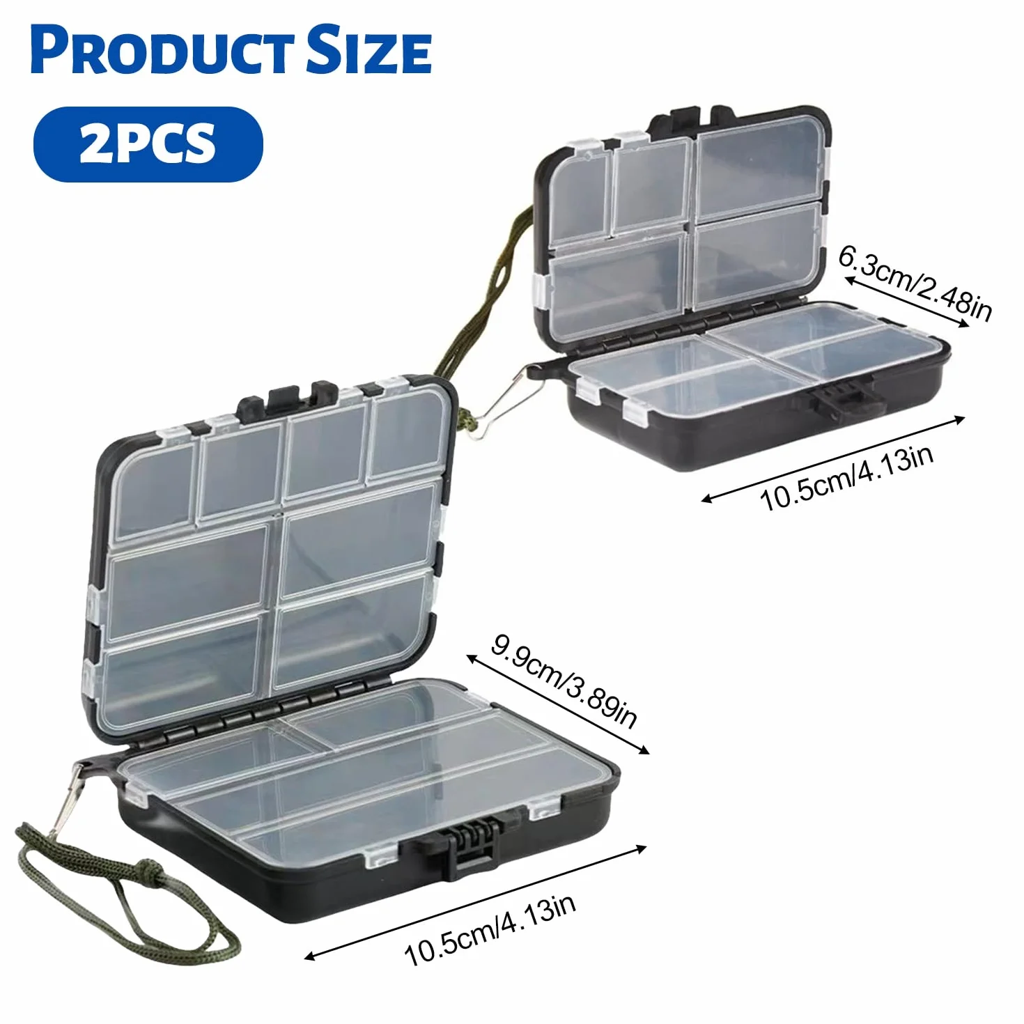 Caja de almacenamiento impermeable para accesorios de pesca, doble almacenamiento, flexible, Negro
