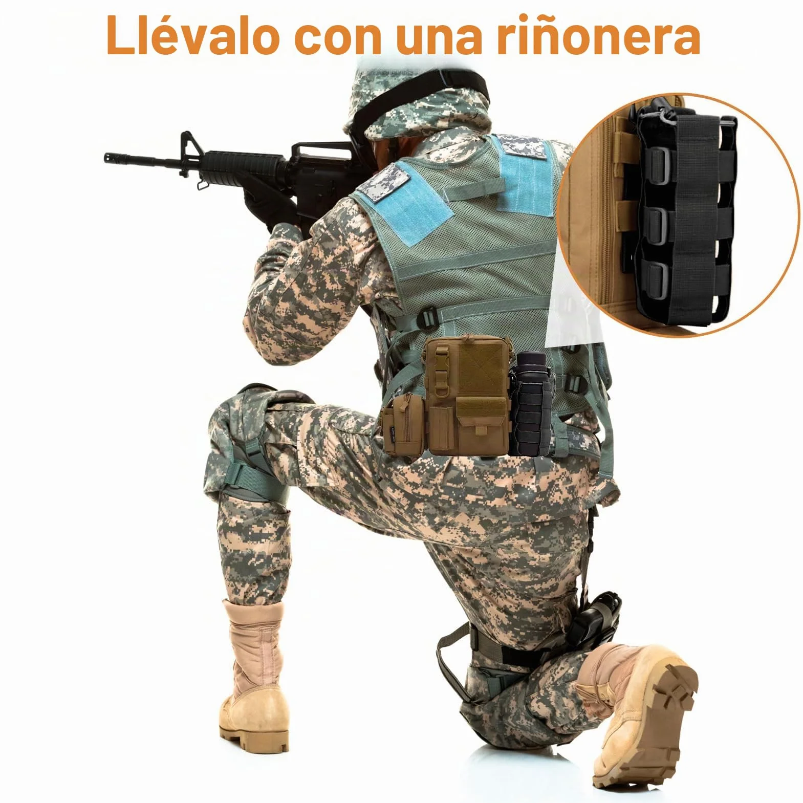Bolsa Táctica Militar Impermeable Ajustable para Botella de Agua, Correr, Senderismo
