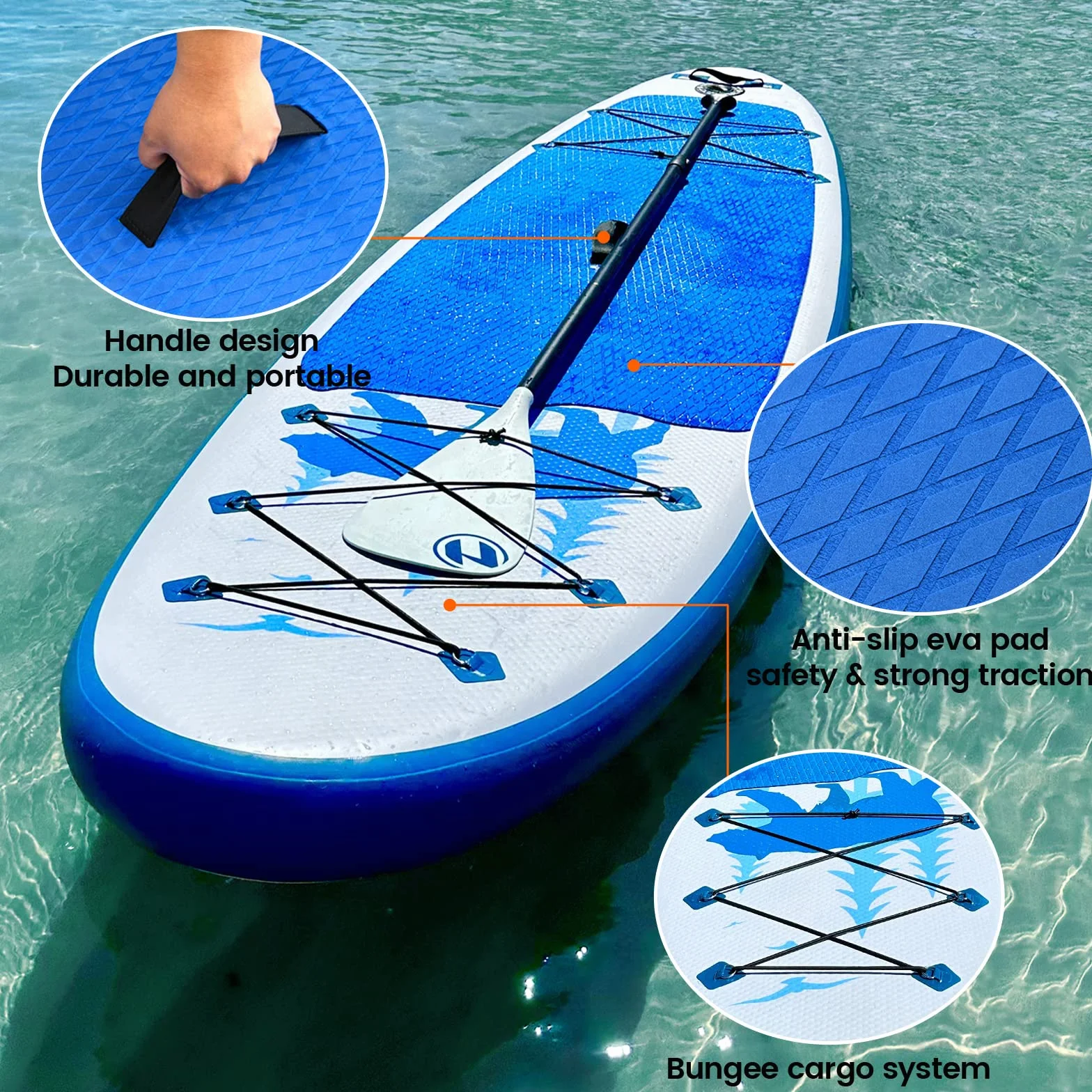 Tabla de Surf de Remo Inflable 228 x 76 x 10 cm para Jóvenes y Niños con Accesorios
