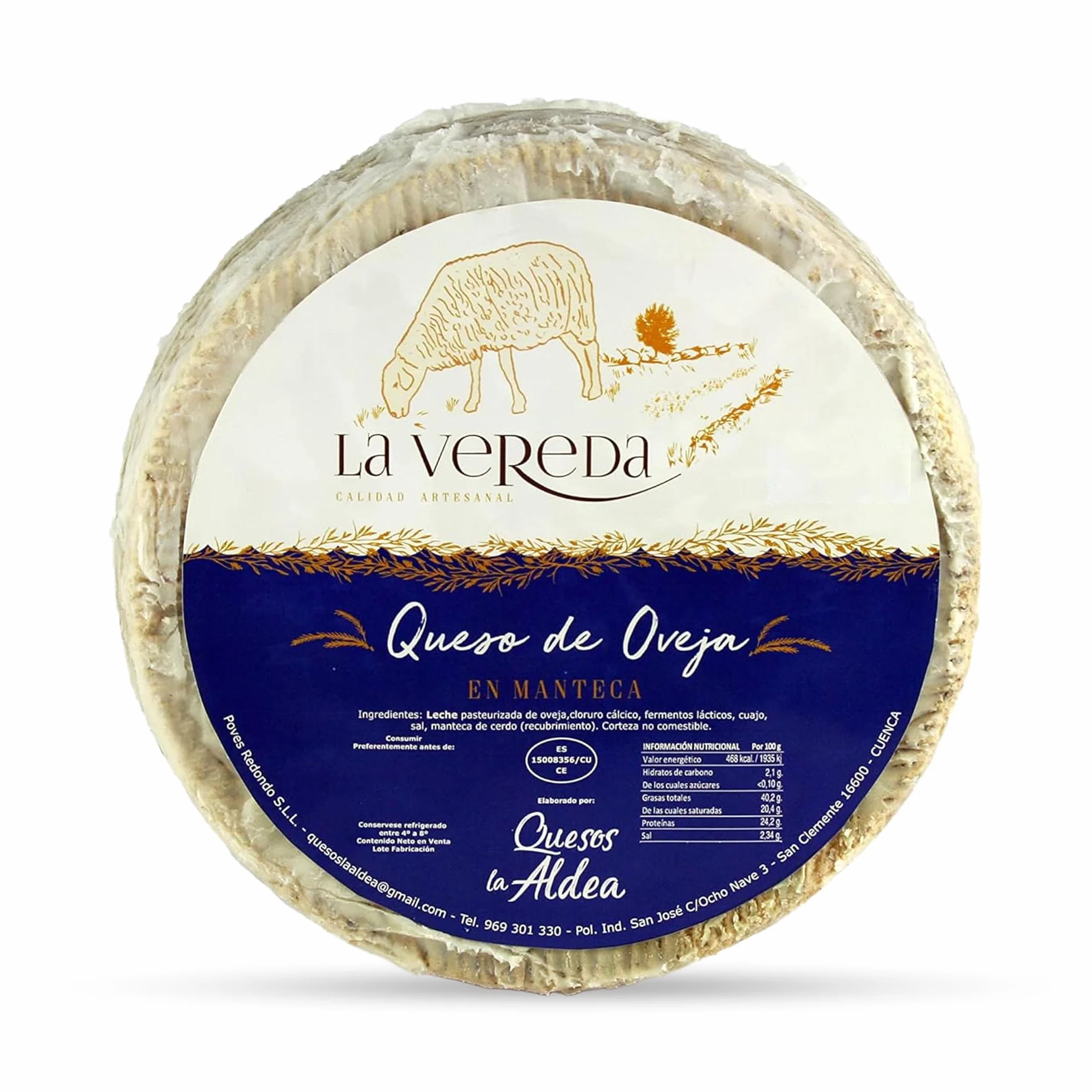 Queso Artesano de Oveja en Manteca de Cerdo 3 kg Curado Mínimo 6 Meses