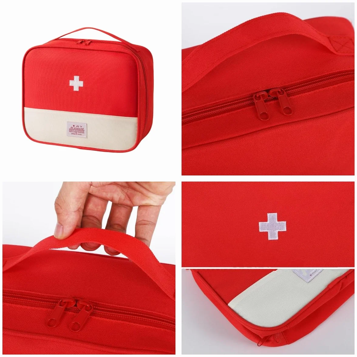 Botiquín de Primeros Auxilios 2 Piezas Bolsa para Medicamentos Viaje Camping Rojo