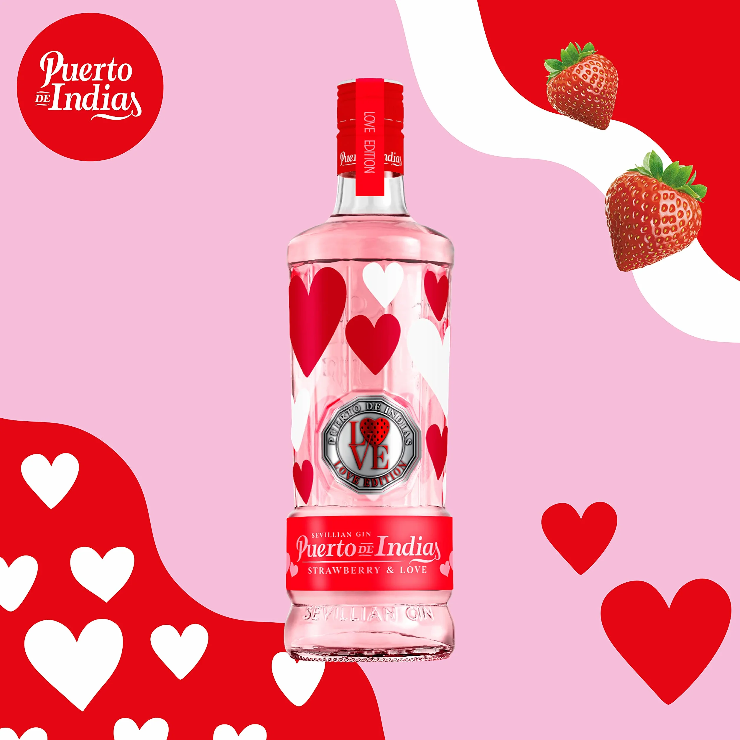 Puerto de Indias – Love Edition – Ginebra de Fresa Premium – Strawberry Premium Gin – 70 cl – 37.5º