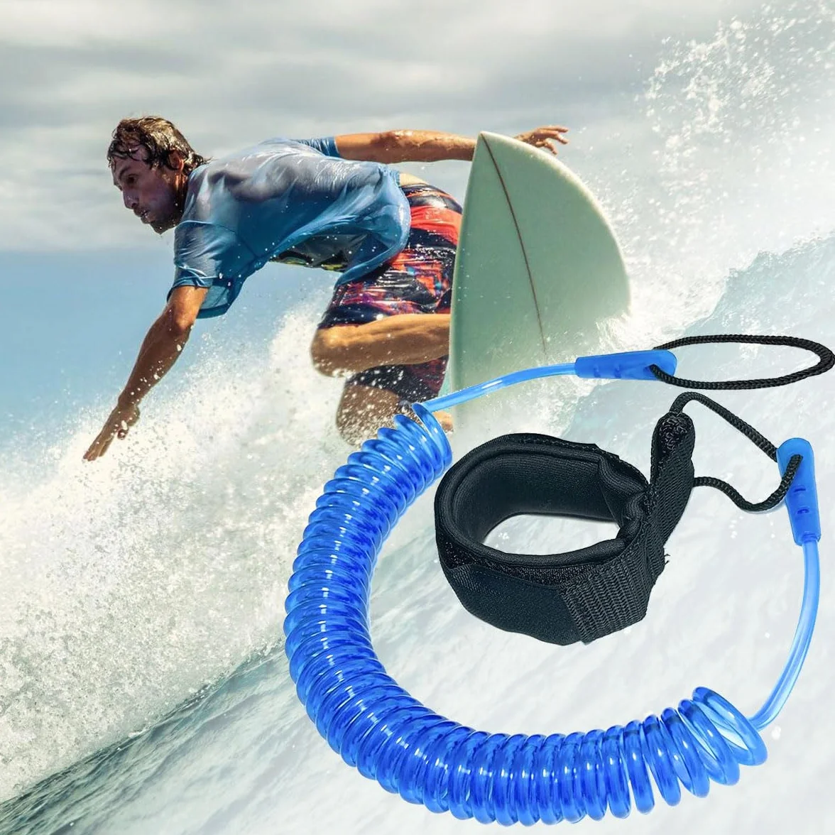 Leash Tabla de Surf, Correa Tobillo TPU para SUP, Cuerda Resorte Espiral Accesorio