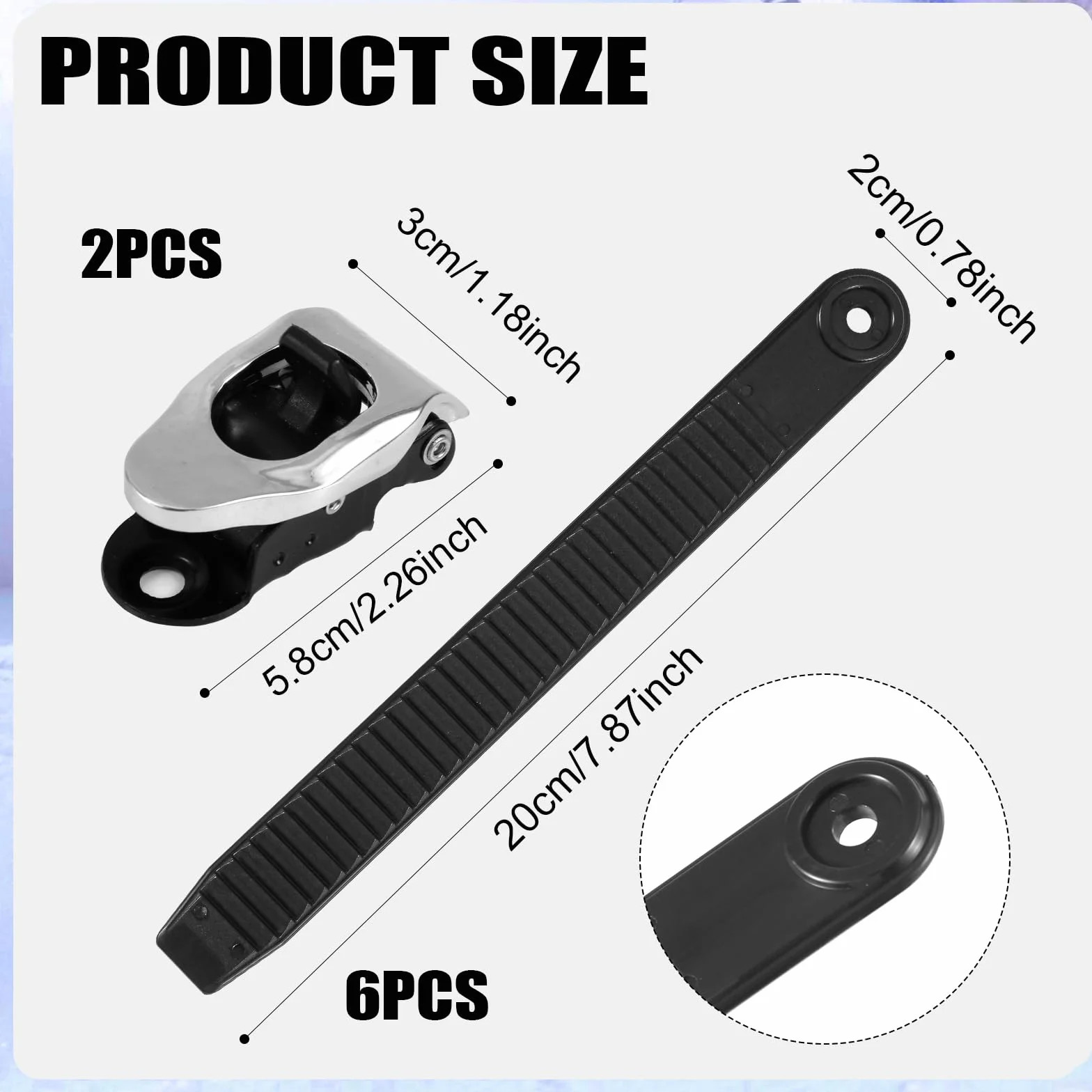 Correas de Snowboard Gosknor 6uds con Hebillas, Correas de Sujeción Elástica para Fijación de Snowboard
