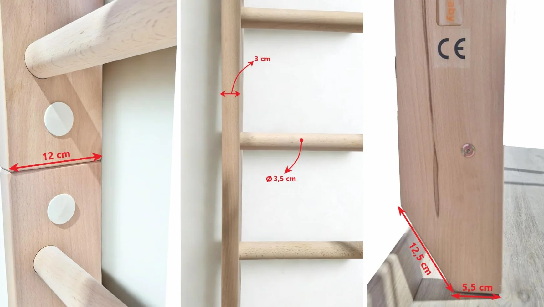 Espaldera de Gimnasio Kombi-1-220 Escalera Sueca de Madera para Niños y Adultos