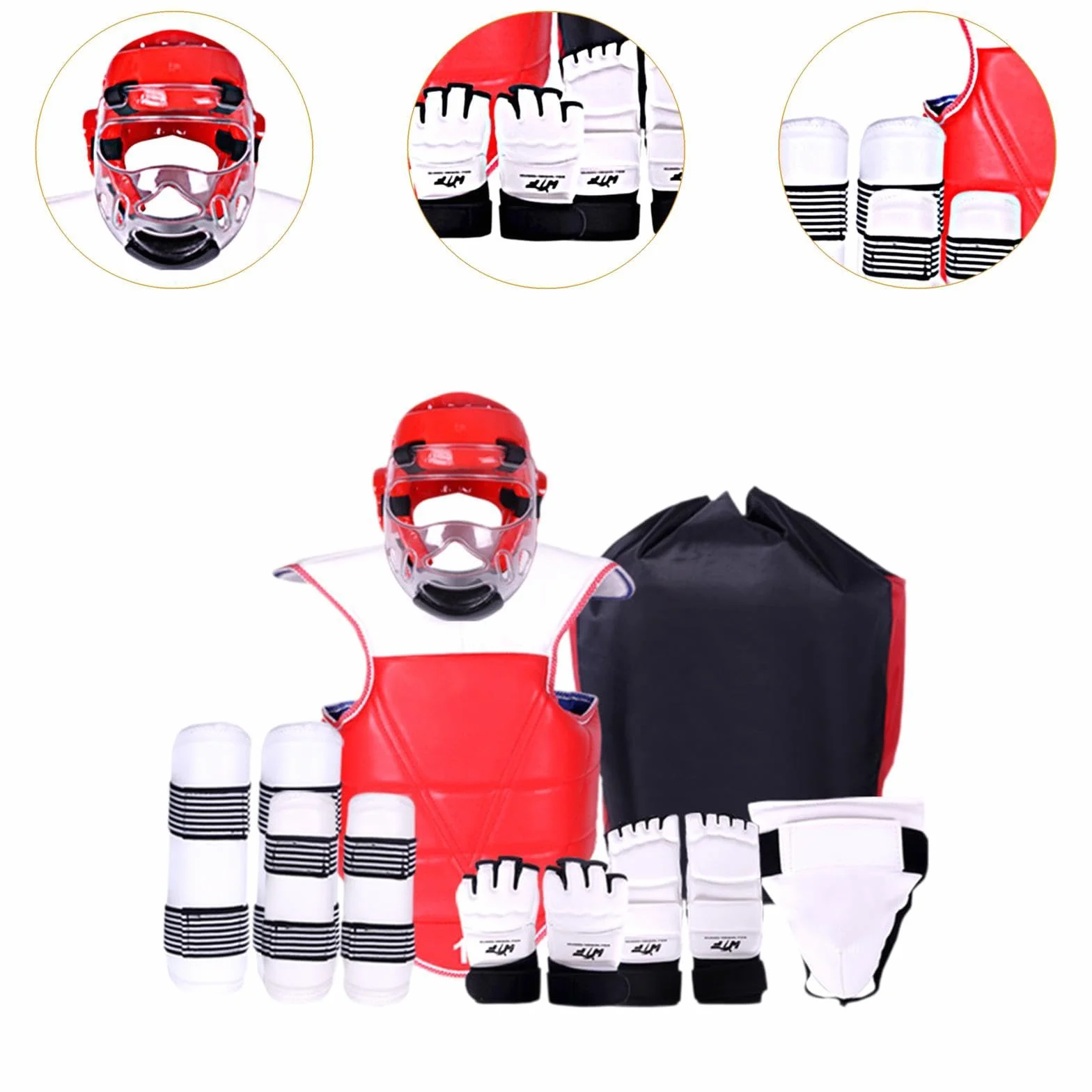 KESOTO 8pcs Taekwondo Splitting Gear Set Boxing Headgear Body Arm Protector