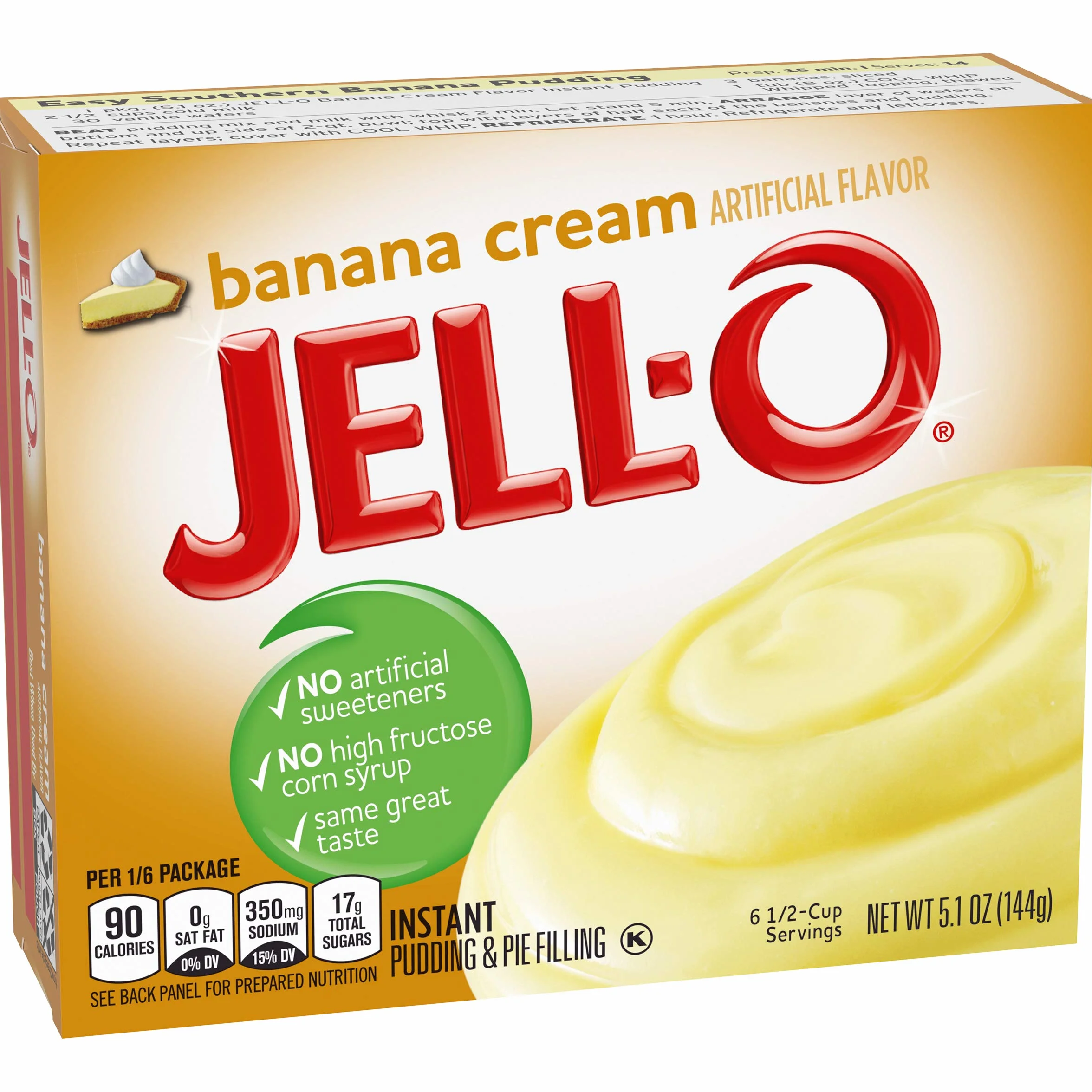 Jell-O Instant Pudding and Pie Filling, Banana Cream, 5.1-Ounce Boxes (Pack of 6)