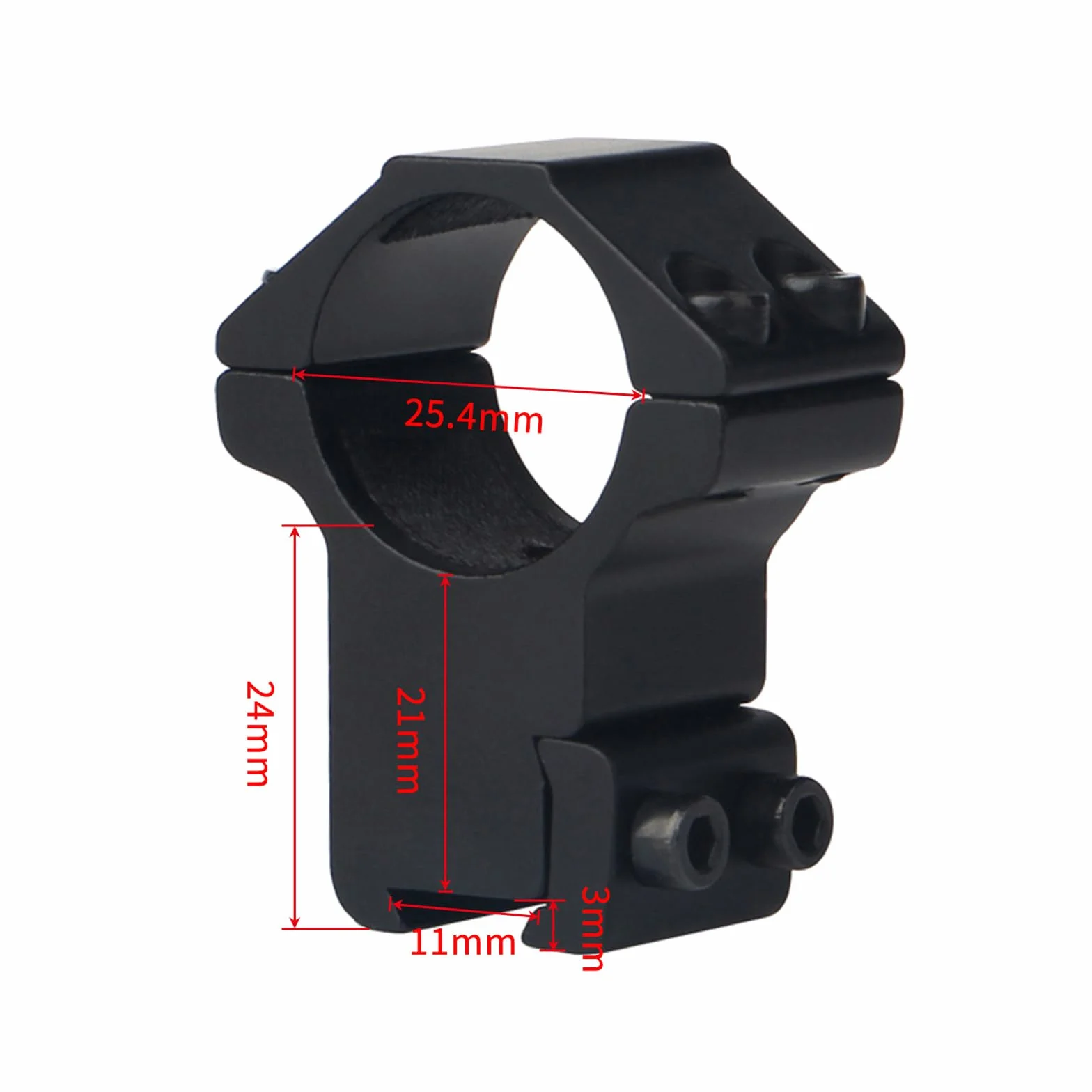 Perfil táctico de Anillo de 25.4 mm Adaptador de Anillos de Montaje con rieles de 11 mm para Caza Airsoft