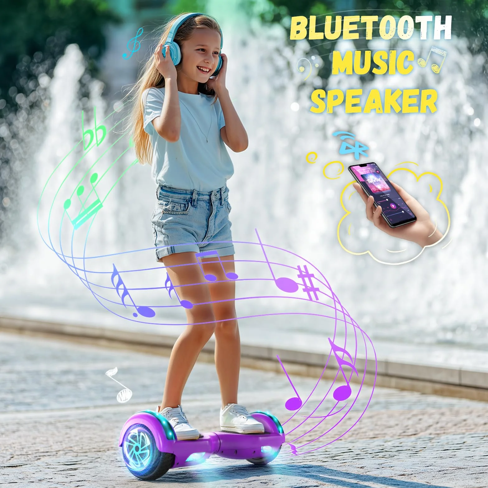 SISIGAD 6,5 pouces Scooter auto-équilibré avec haut-parleur Bluetooth et éclairage LED