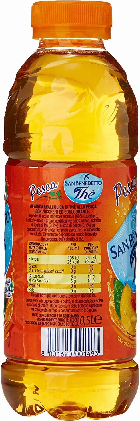 San Benedetto Té helado Melocotón The Pesca PET 50 cl Té refrescante 24 x