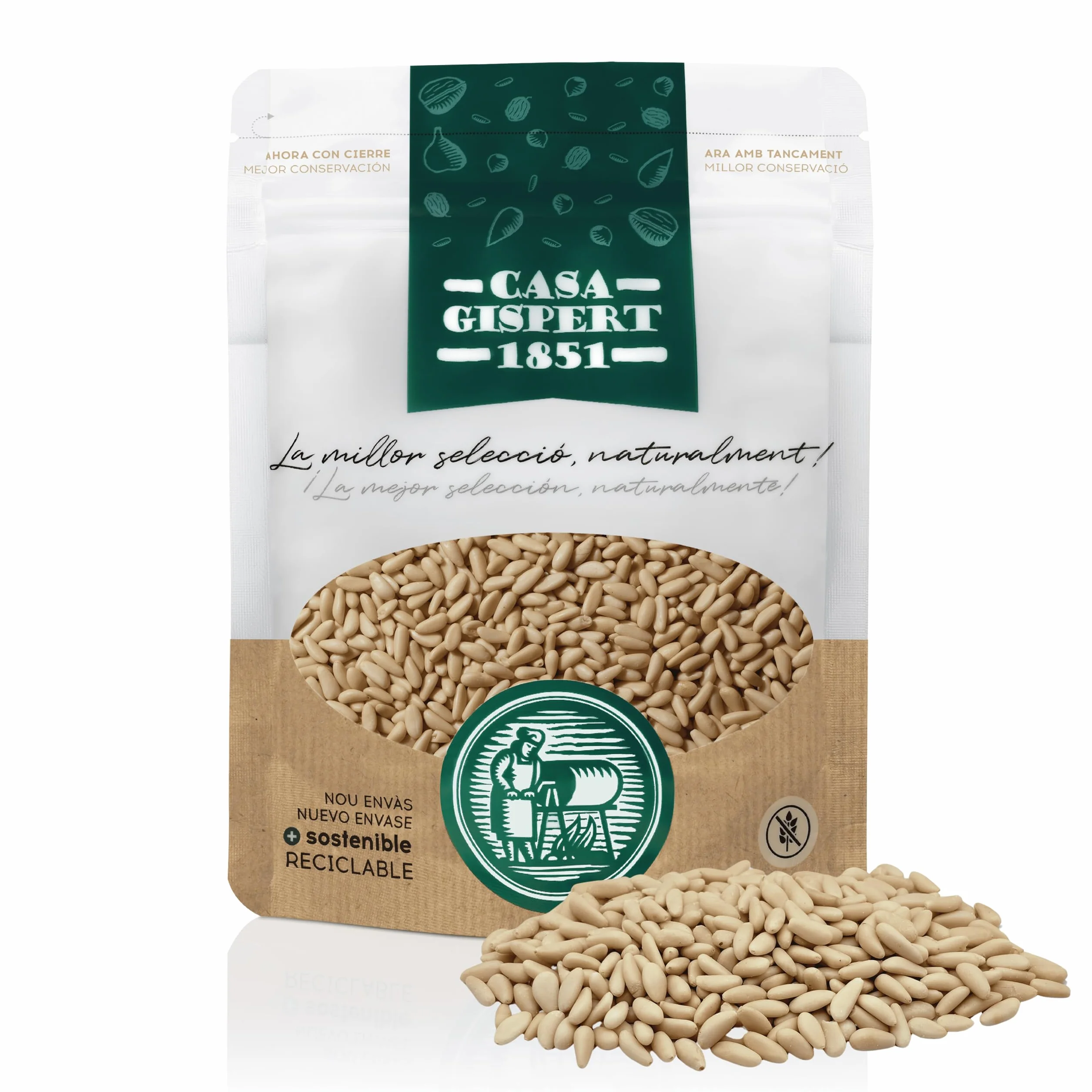 Casa Gispert - Piñones del País Naturales Sin Cáscara - Piñón Mondado - Sin Gluten, Vegano - 500 gr