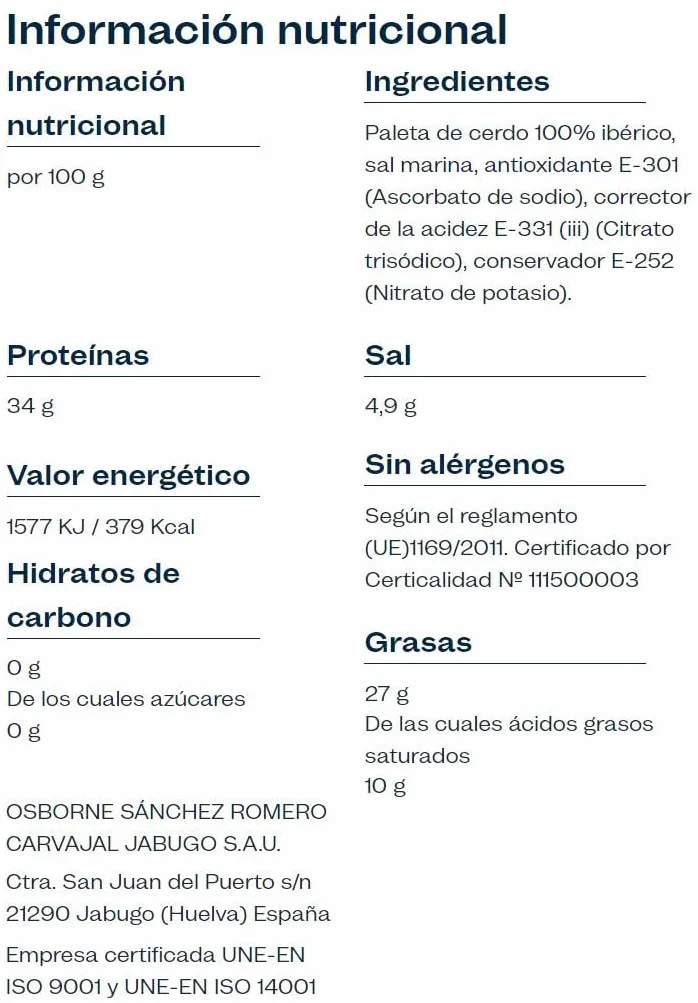 Cinco Jotas Paleta de Bellota 100% Ibérico 6 Kgs