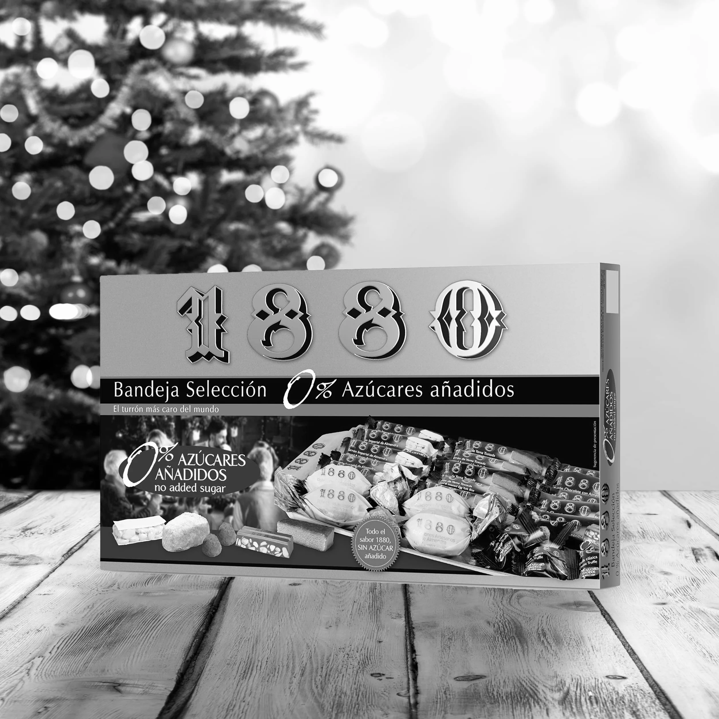 1880 - Bandeja Selección 0% Azúcares Añadidos, Caja, El Turrón más Caro del Mundo, Selección Navidad Calidad Suprema, Típico Dulce Navideño, Receta Artesanal, Listo para Servir, 400g