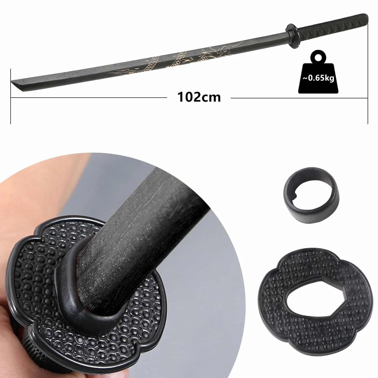 Bokken Kendo Espada Katana de Madera para Entrenamiento Cosplay (Dragón)