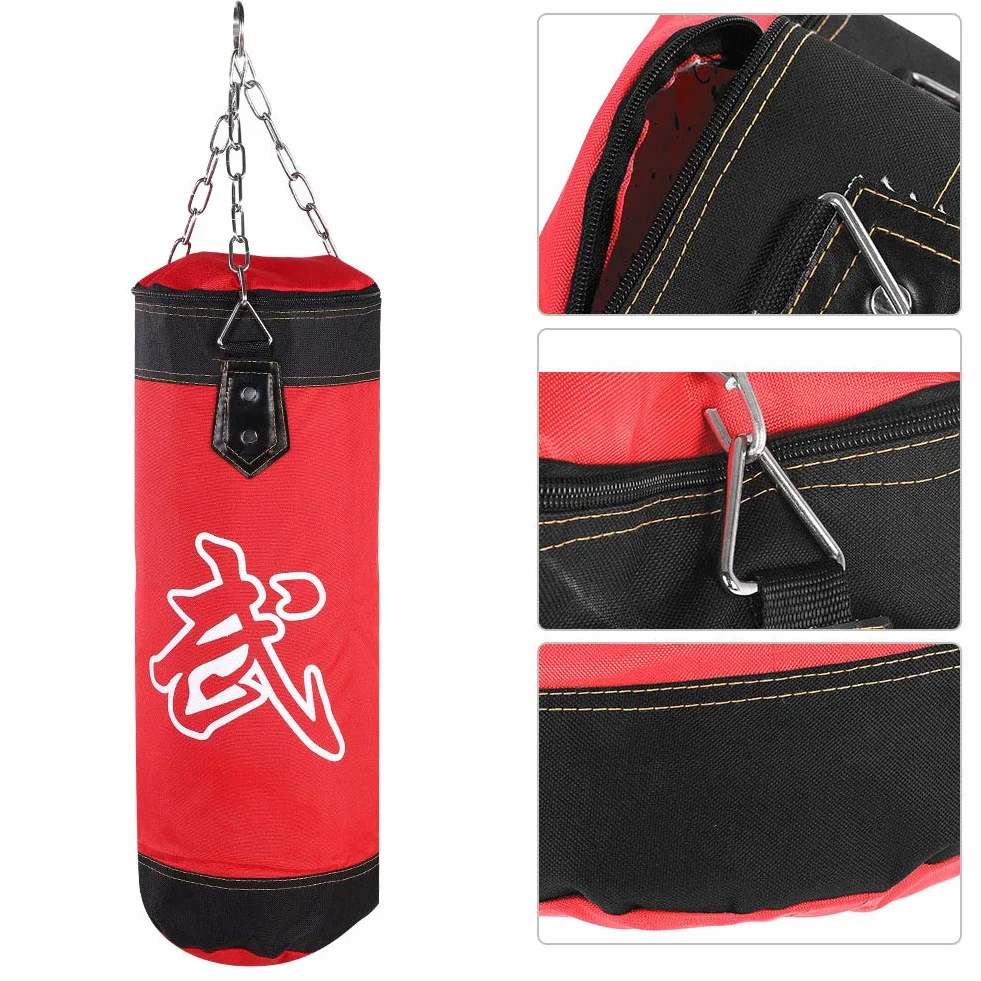 Saco de Vacío para Entrenamiento de Boxeo, Tela Oxford, Cremallera, 60 cm, Rojo