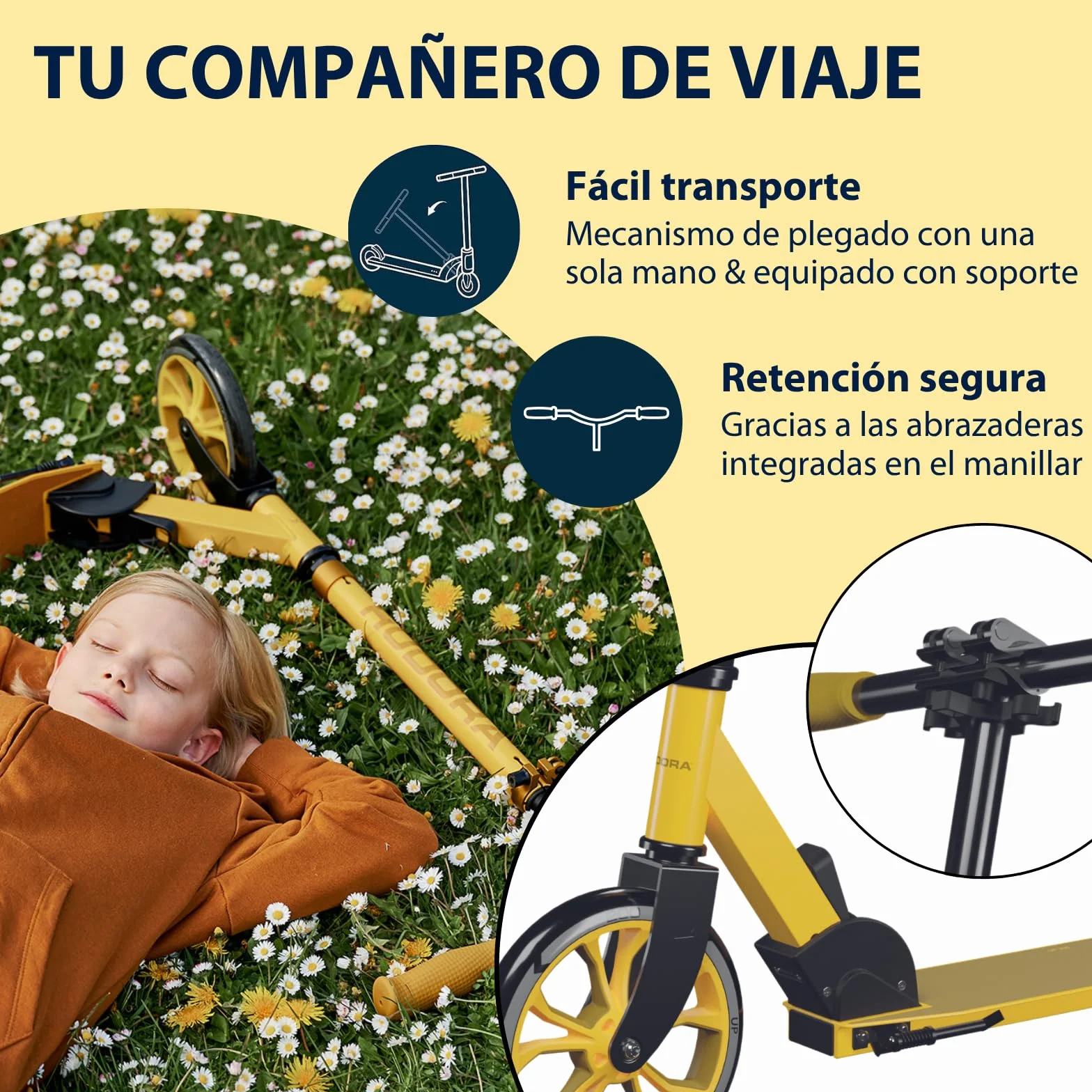 HUDORA Scooter Up 200 Patinete de Aluminio Plegable Ajustable hasta 100 kg