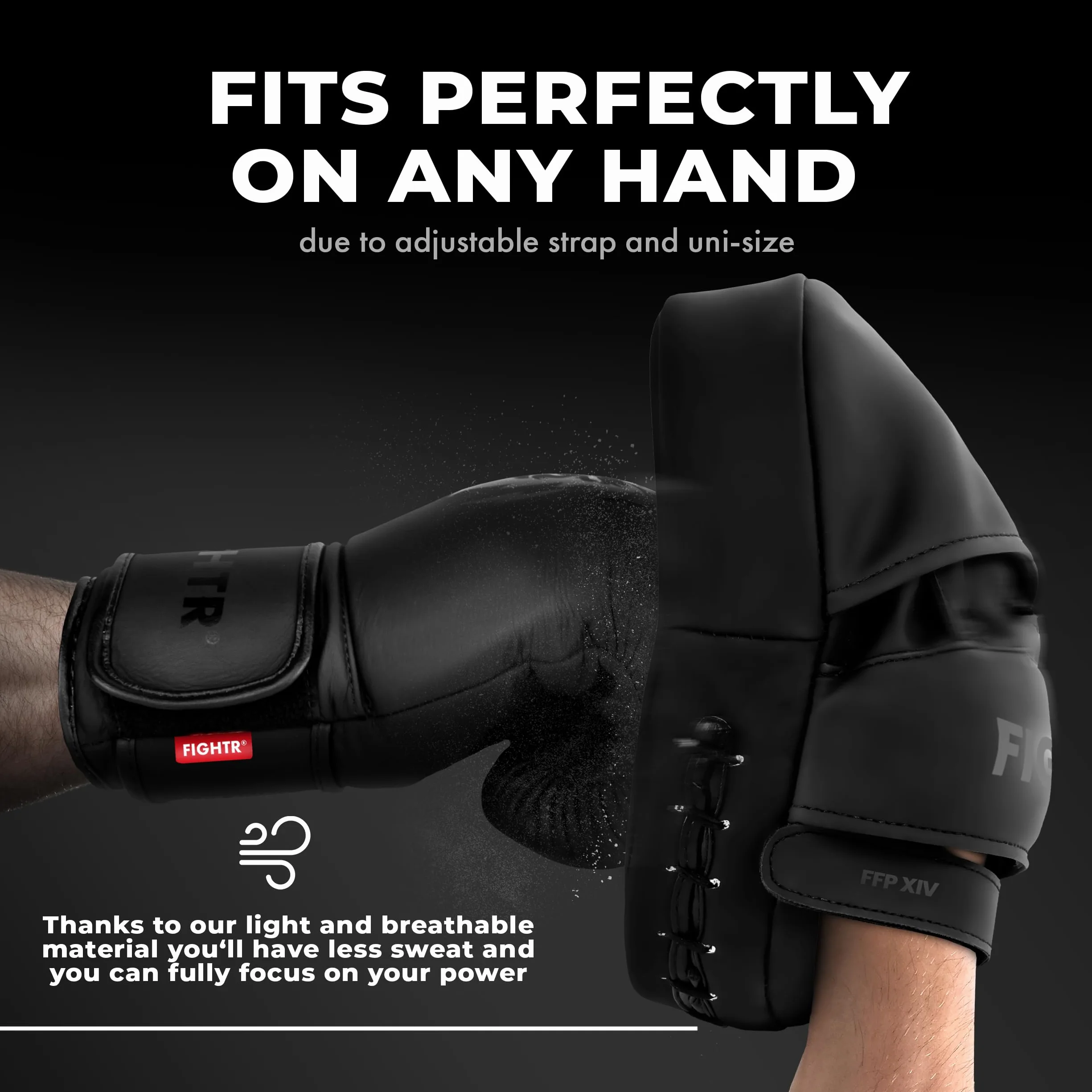 FIGHTR® Manoplas de Boxeo para Artes Marciales, Blanco y Negro, Incluye Bolsa de Transporte