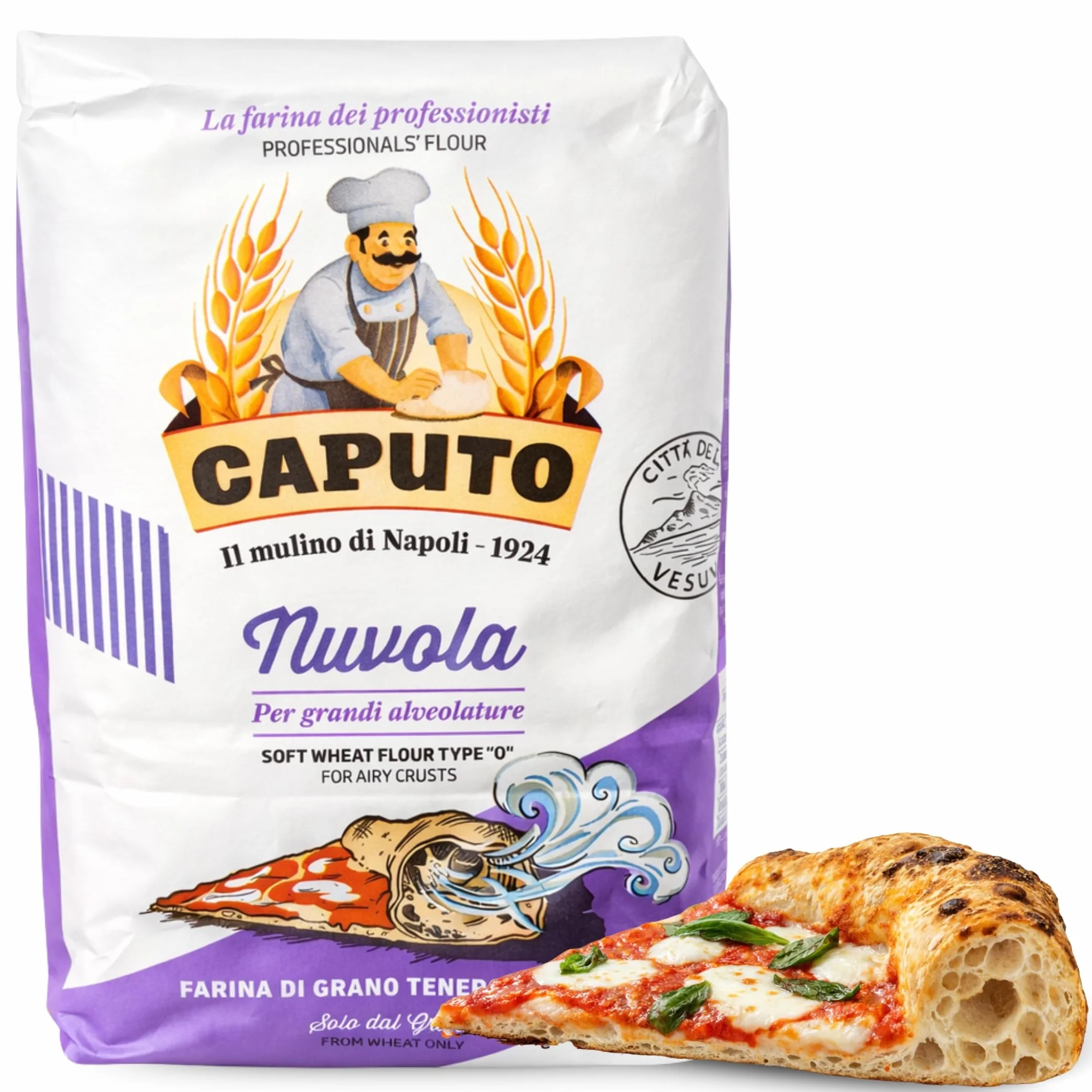 Harina Caputo Nuvola Pizzeria, Origen Italiana, ideal para masas ligeras con grandes cavidades, gran volumen, Recomendado para la clásica pizza napolitana, Tipo Harina 0, Contiene 1 unidad de 1 Kg