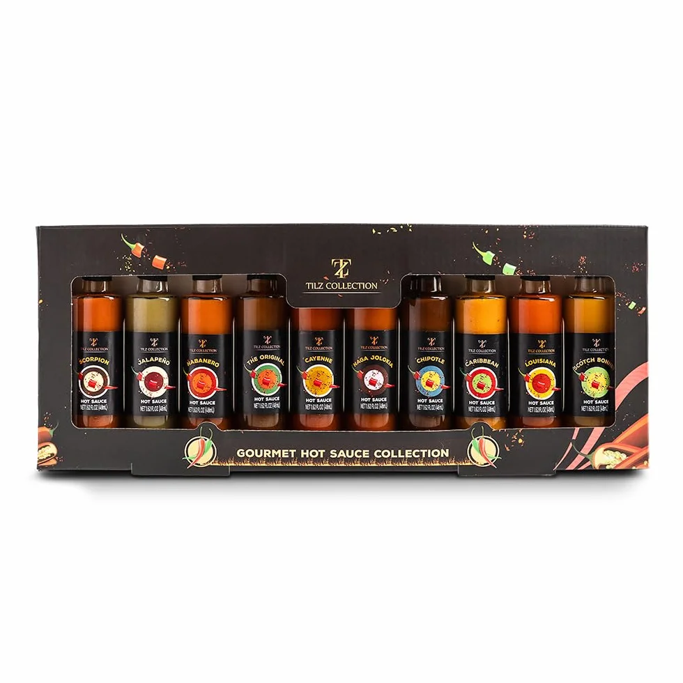 Regalos de salsa picante gourmet para hombres - Juegos de 10 botellas de vidrio 50 ml para amantes de chiles
