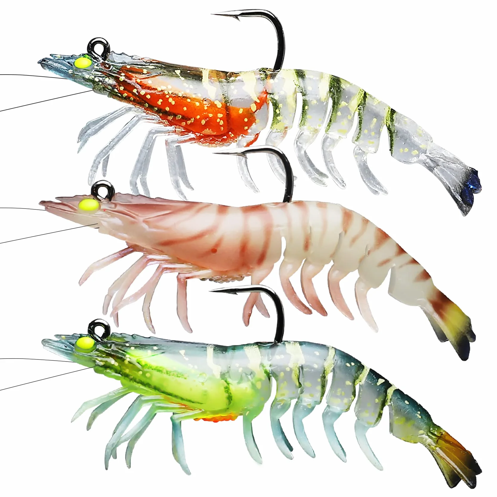 TRUSCEND Pre-Montaje de Pesca Jigs 1:50 Super Durable TPE Señuelos de Pesca Lifelike Camarón Crayfish Swimbait Weedless para Lubina Trucha Walleye