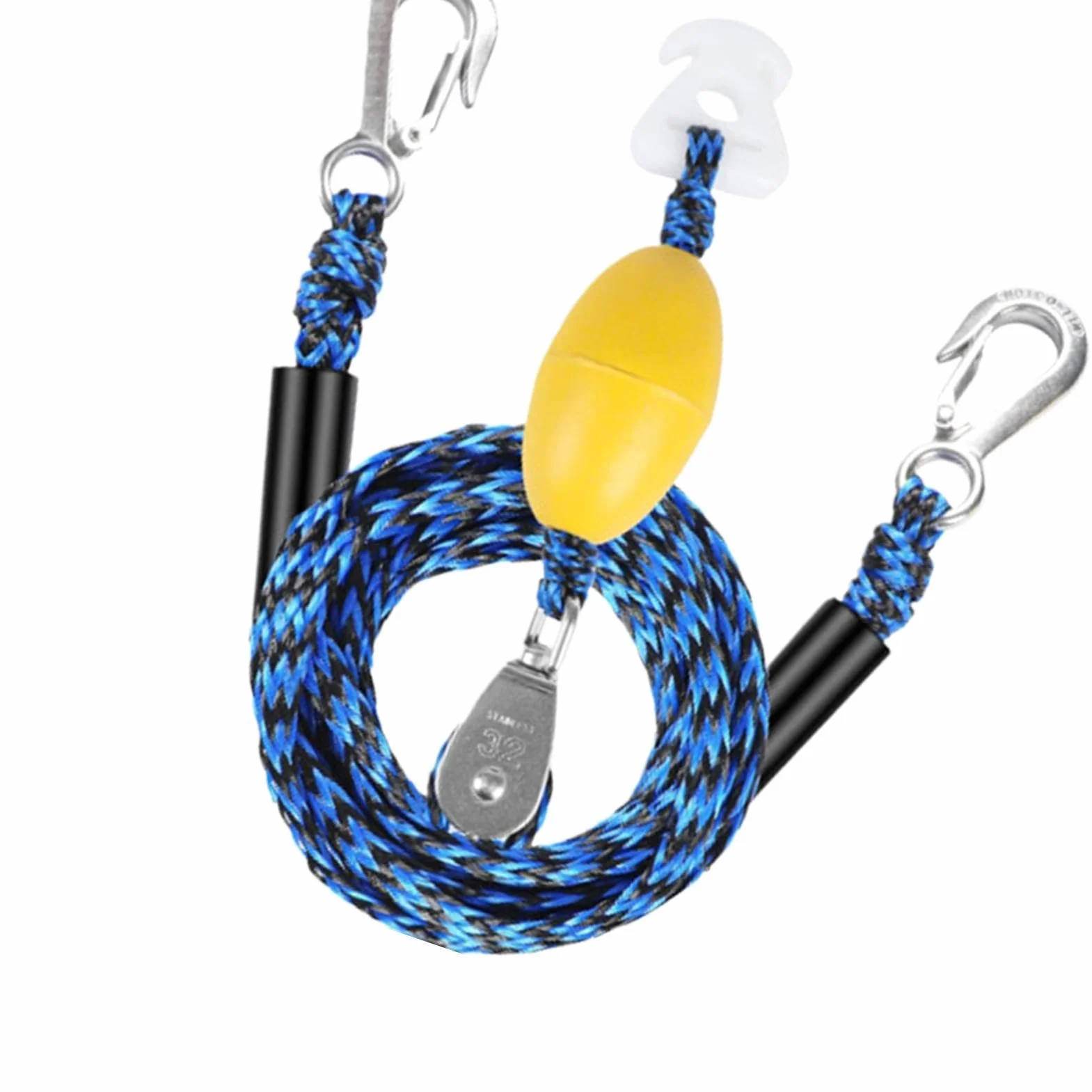 Arnés remolcador náutico Cable de arrastre 4 usuarios gancho polea giratoria 360° para pontón kayak esquí