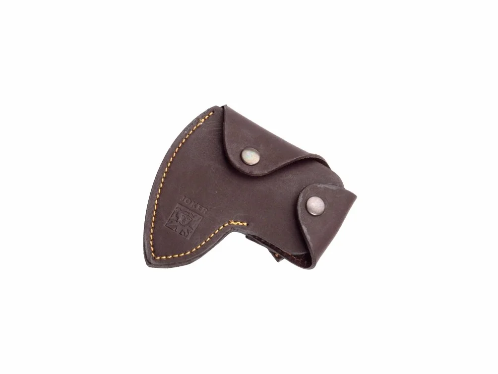 Joker Hacha montera Cazador HR00, Mango de Madera, Hoja 20 cm, Funda Cuero, Herramienta Caza Pesca Camping