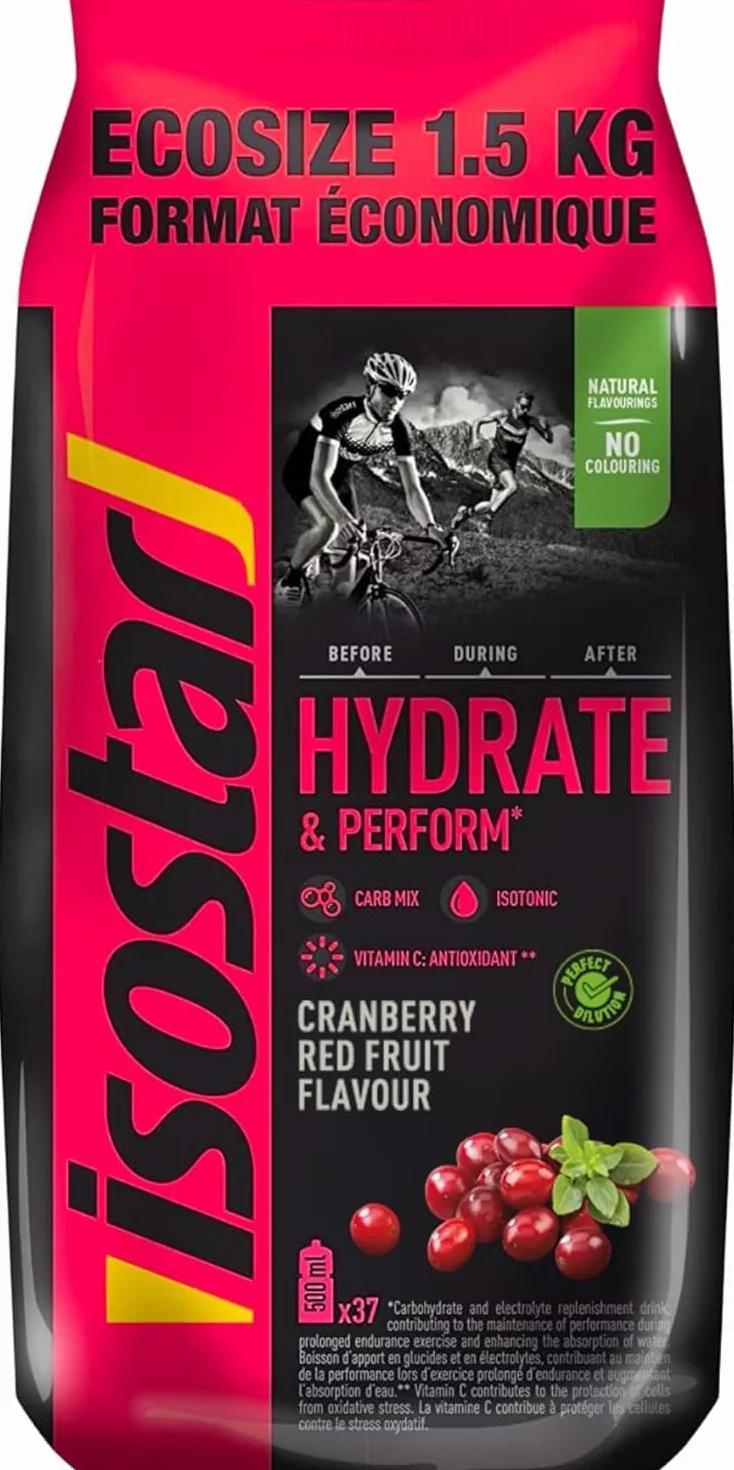 Isostar Hydrate & Perform - 1,5 kg de Bebida Electrolítica Isotónica - Solución Electrolítica para Mejorar el Rendimiento Deportivo – Sabor Arándanos, 1,5 kg (Paquete de 1)