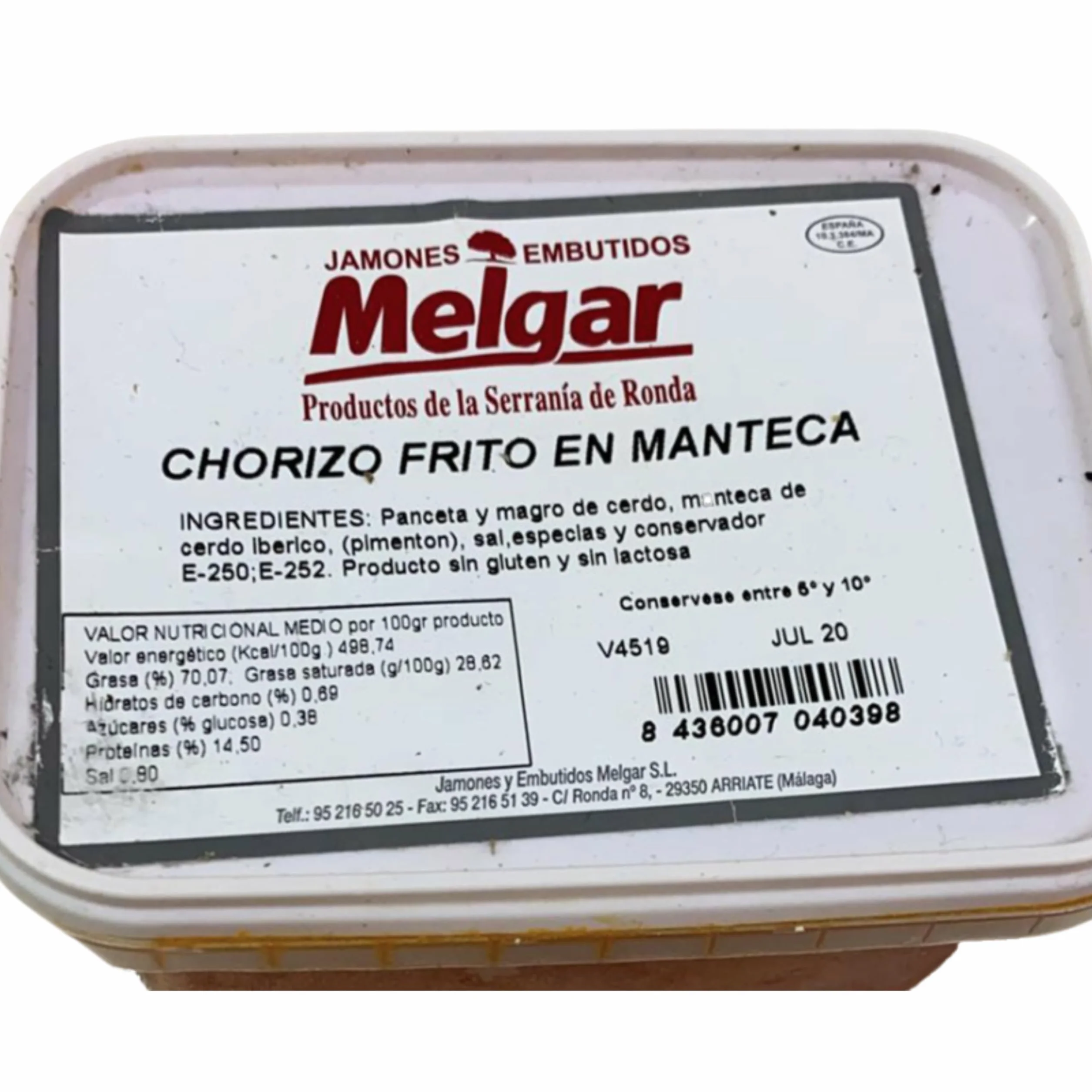 Chorizo Frito en Manteca 0,5 kg auténtico sabor serranía Ronda