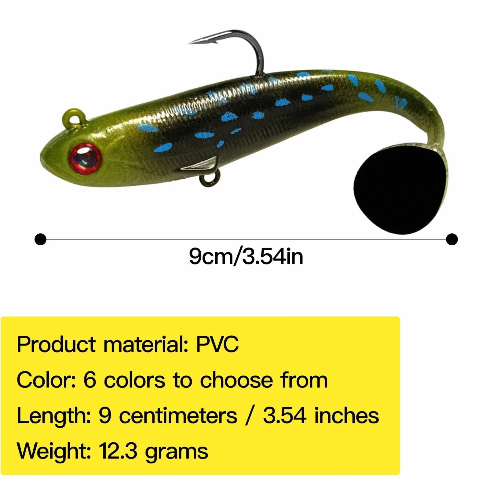 Señuelos de Pesca Goma Suave 9 cm 12,5 g Paddle Tail 3D para Lubina Lucio Carpa Trucha