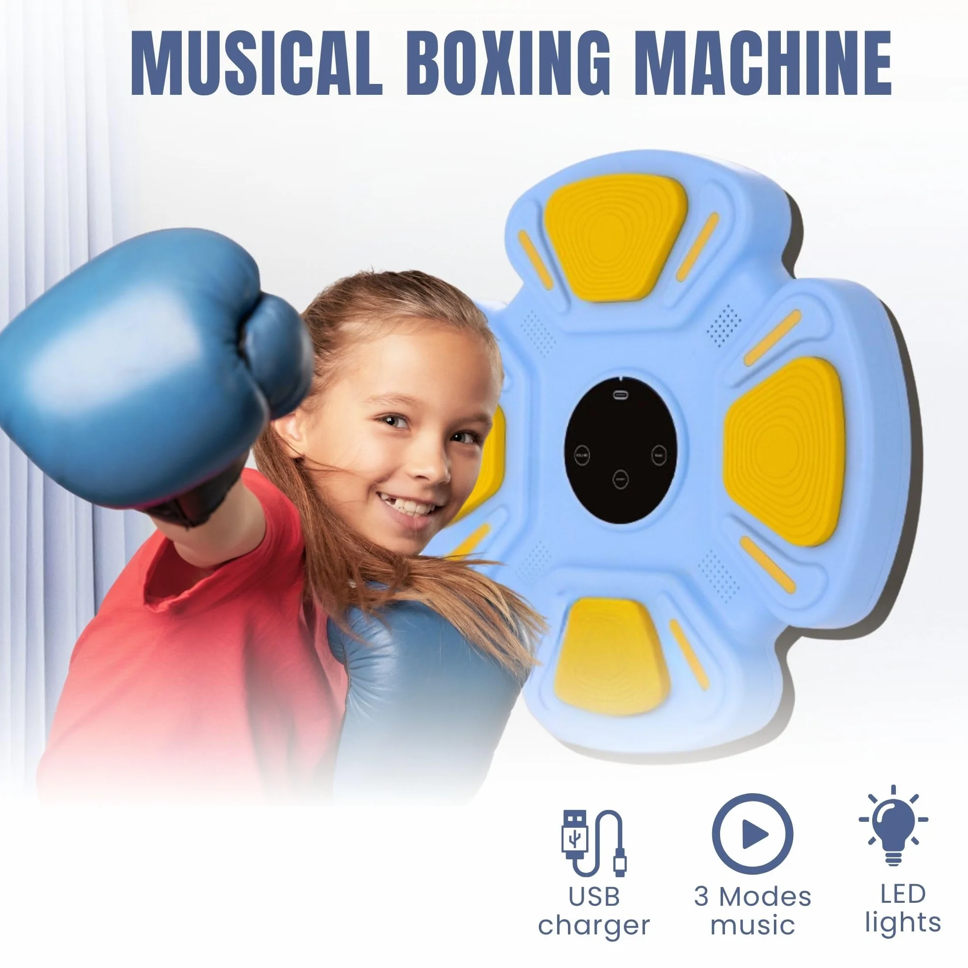 Máquina de Entrenamiento de Boxeo Musical con LED Vicyol S&D para Pared, 32x32cm