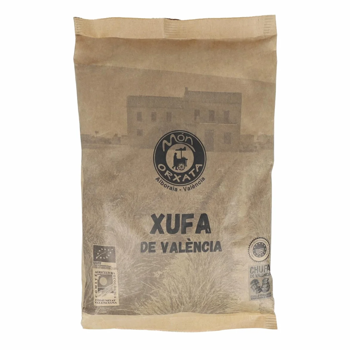Chufa ecológica BIO 1 Kg Atmósfera protectora D.O. València - Món Orxata. Ideal para consumo en crudo o para elaboración de horchata. Conservar a menos de 15º