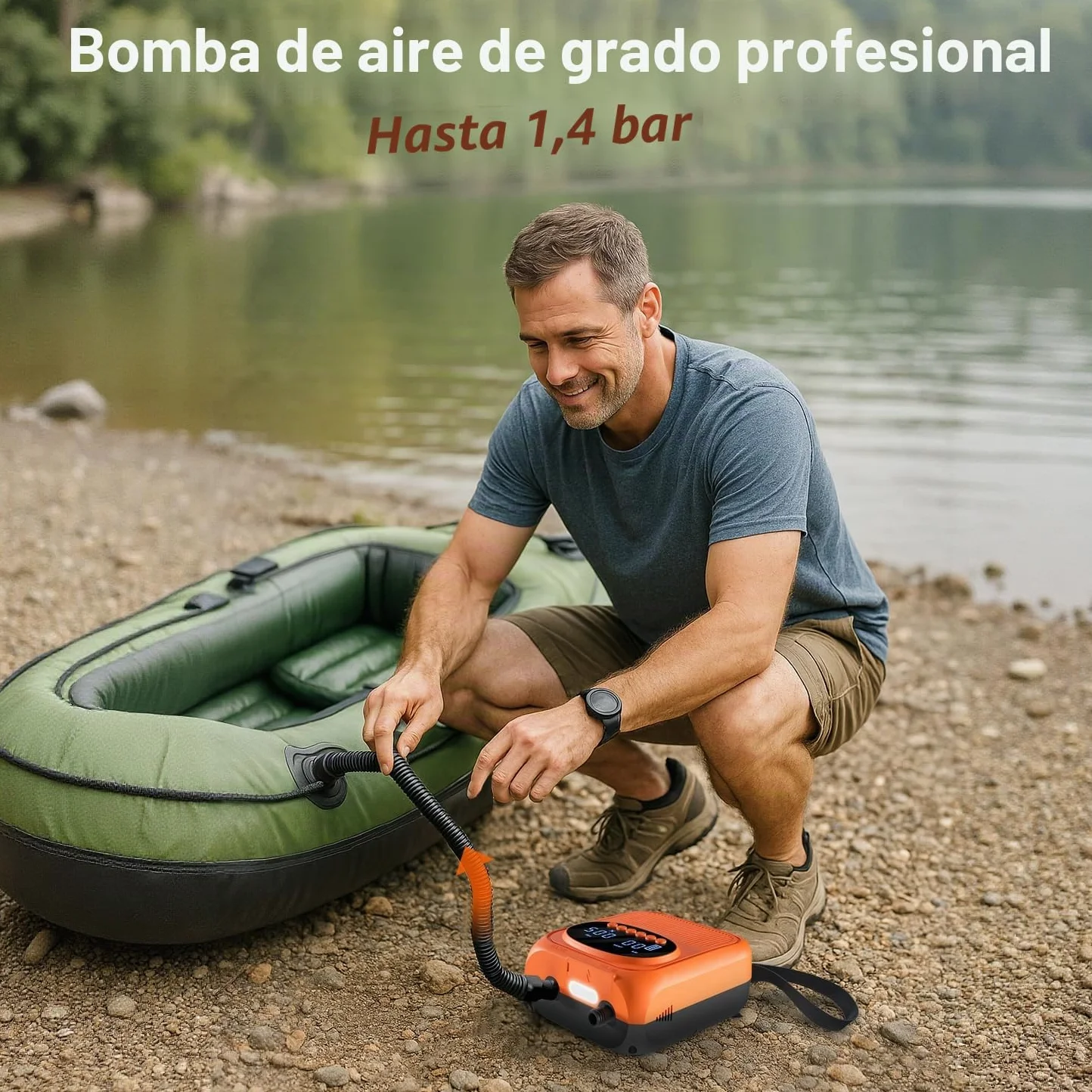 Bomba Eléctrica 20 PSI Recargable 12V con Parada Automática para Sup, Paddle, Kayak