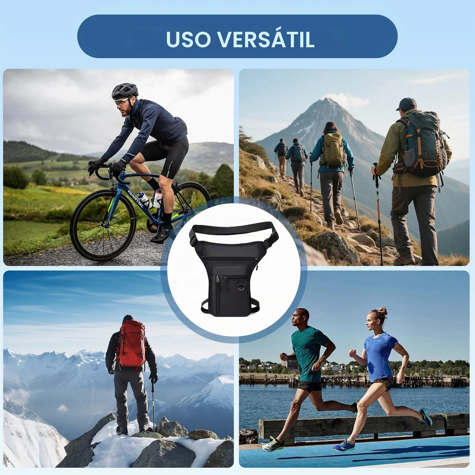 Flintronic Bolsa Pierna Moto Impermeable Tactico Riñonera Deportiva Multifunción con Correas Ajustables
