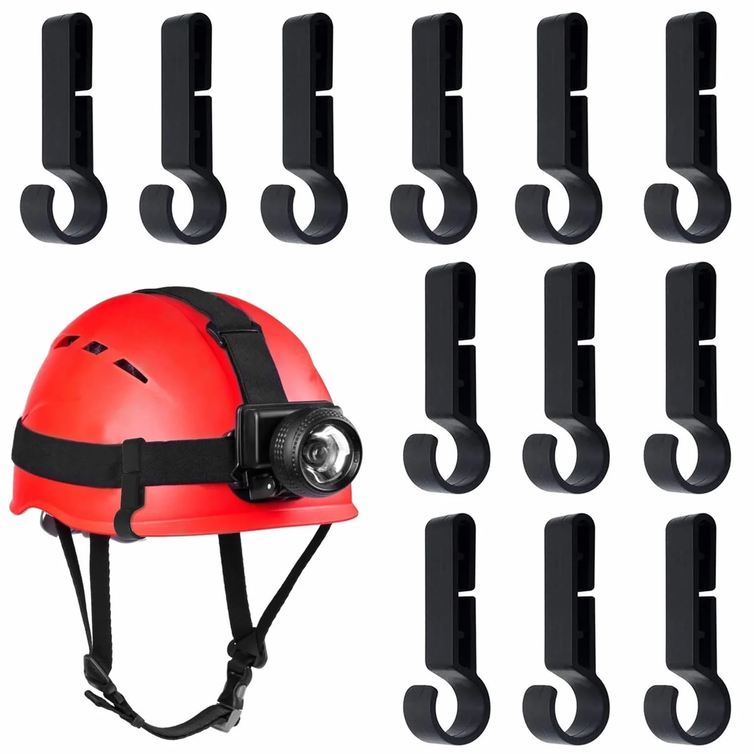 12 Piezas Clips de Casco para Faro Linterna Frontal Gancho de Faros Fácil de Montar