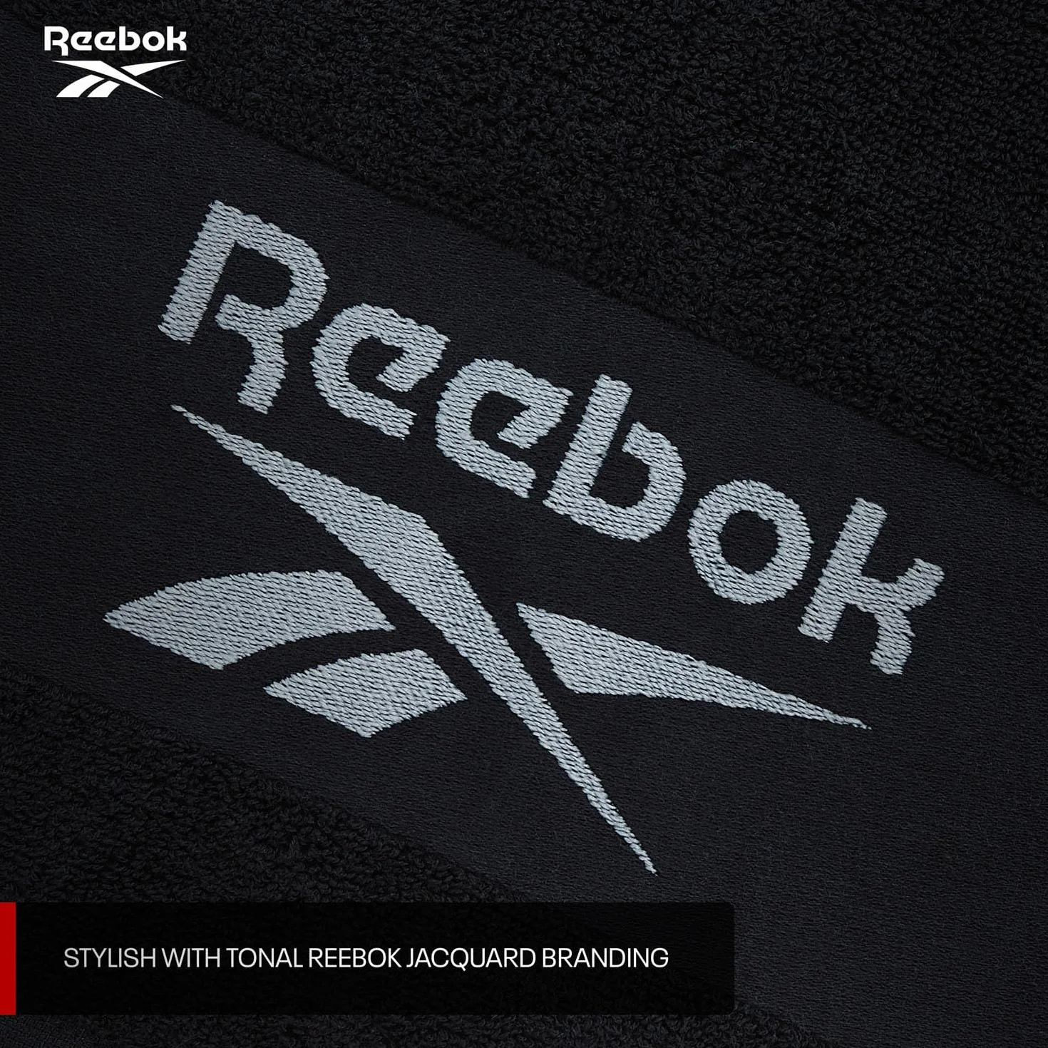 Reebok Toalla de Gimnasio Capri de Algodón 40x80 cm Negro
