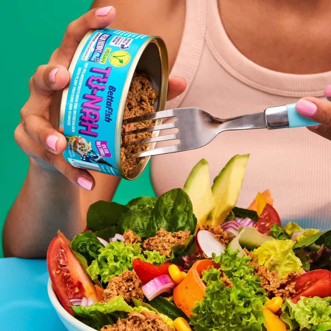 BettaF!sh TU-NAH - Repuesto para atún (6 x 140 g, sustituto vegano, rico en proteínas, Omega 3, vitamina B12, alternativa a pescado, sin soja, vegetariano