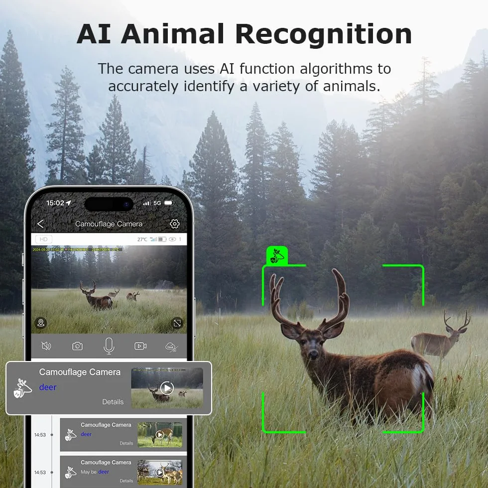 Cámara Fototrampeo 4G con GPS, Solar, Batería, SD 32GB, Visión Nocturna HD, IP66, Compatible con App UBox Pro y UCon (Verde)