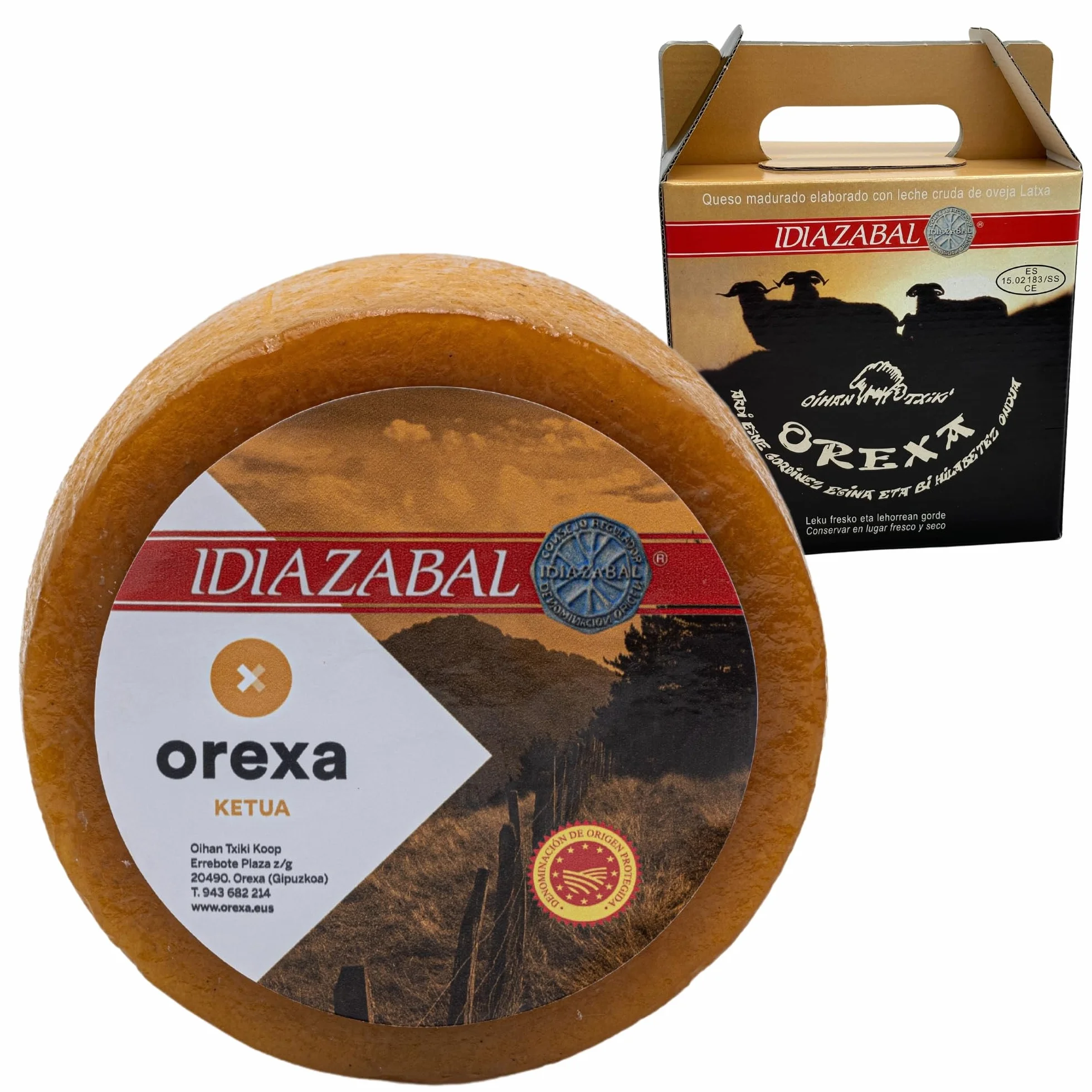 THE BASQUE gourmet, Queso Curado de Oveja D.O. Idiazabal 1,2 kg Ahumado- Empaque al Vacío, Caja Regalo - Para Foodies y Amantes Gourmet - Elaborado con Leche Cruda Oveja Latxa (1,2 Kg, Ahumado)
