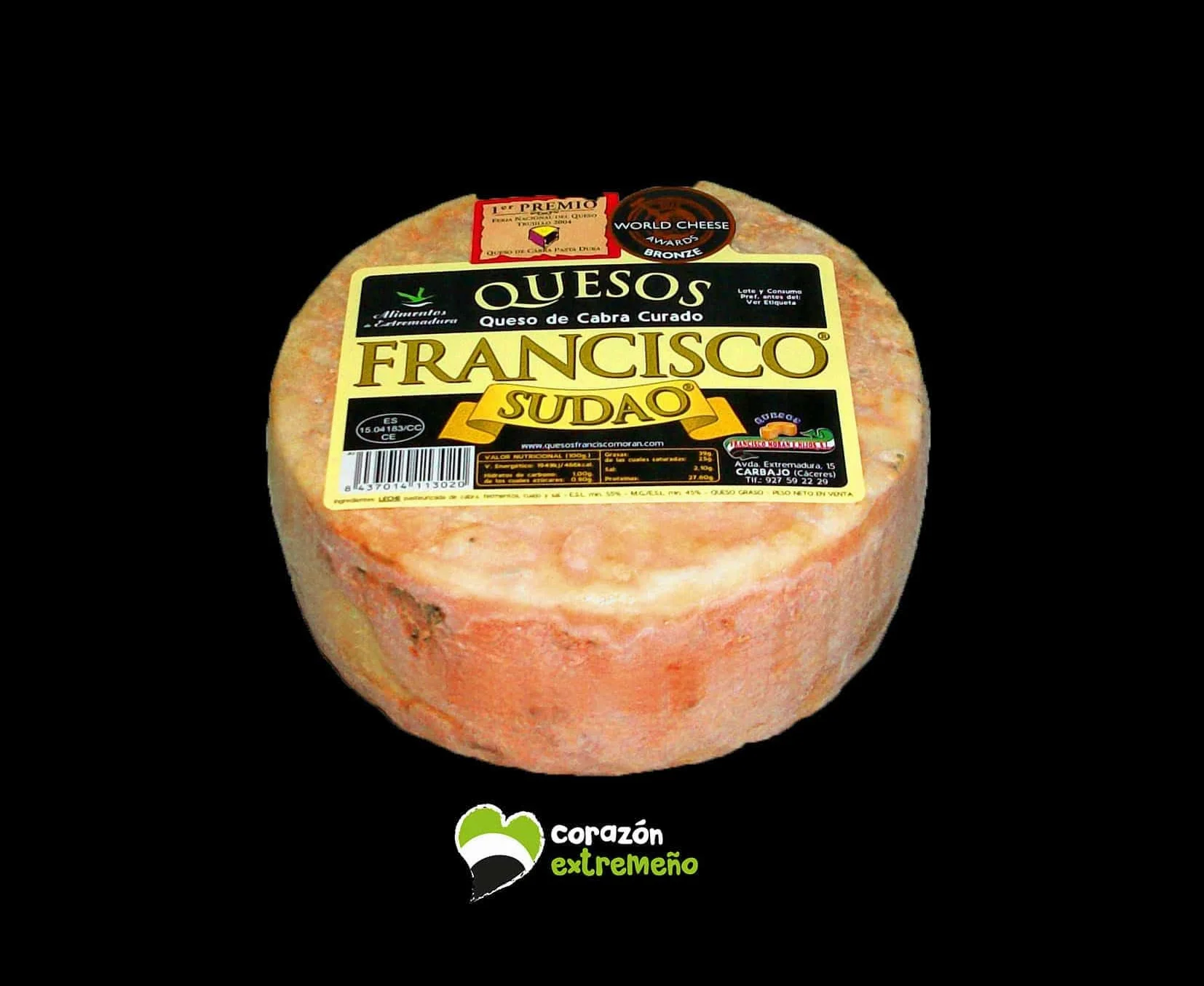 Quesos Francisco Sudao Queso de Cabra Curado 500g Premiado World Cheese Awards