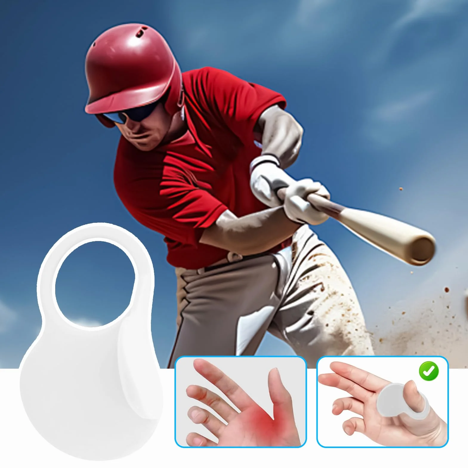 Protector de pulgar para béisbol, ayuda de entrenamiento para mango de impacto, portátil para golf, softball, pickleball