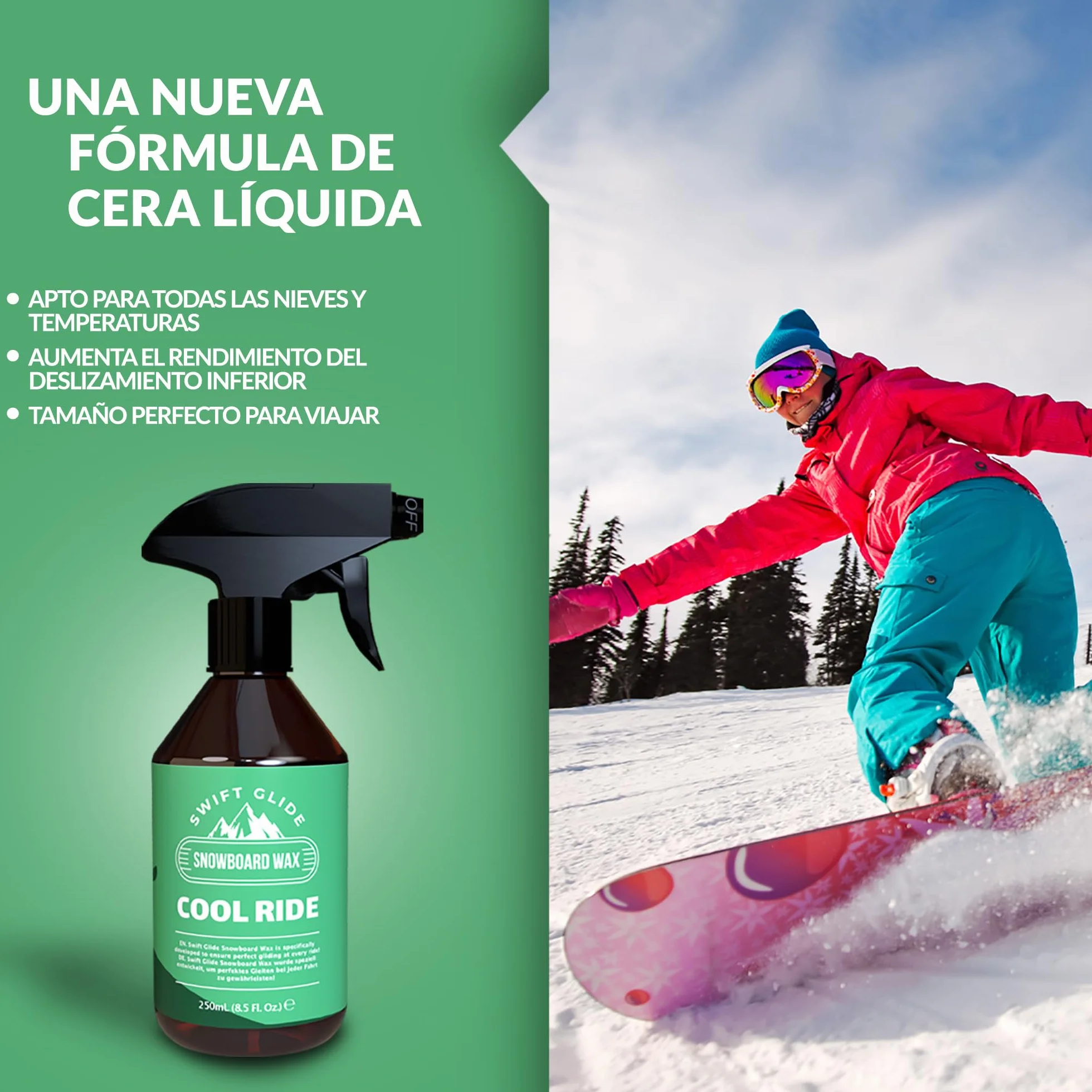 Cera para Esquí y Snowboard en Spray 250ml - Fácil Aplicación - No Mancha