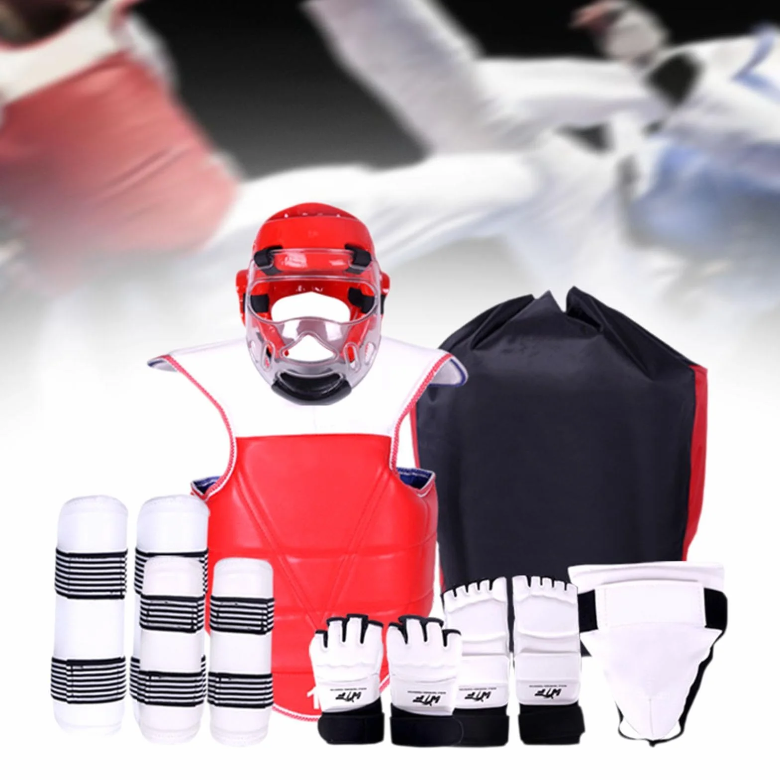 KESOTO 8pcs Taekwondo Splitting Gear Set Boxing Headgear Body Arm Protector