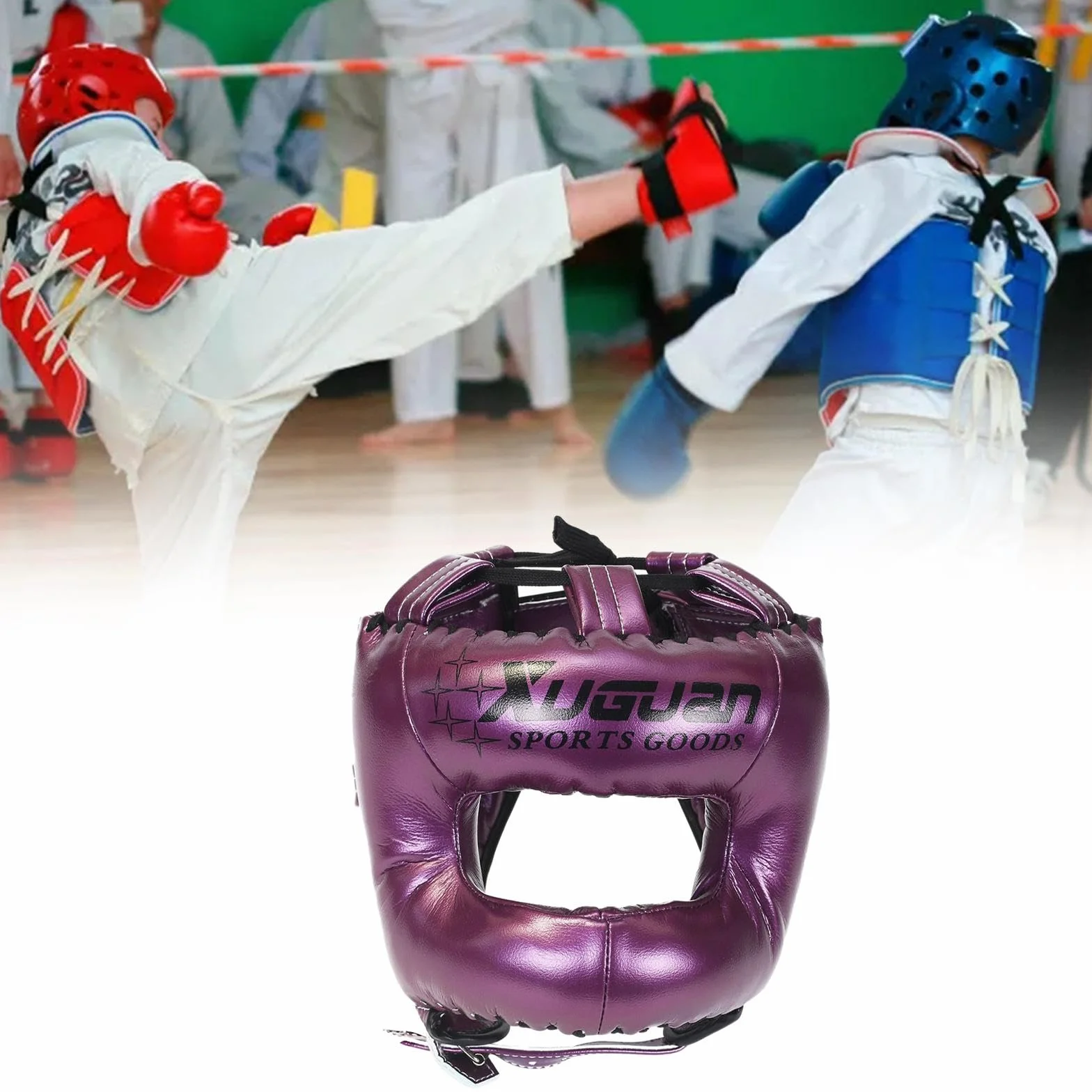 Casco de Boxeo Ajustable Acolchado Transpirable Protección para Karate Sparring