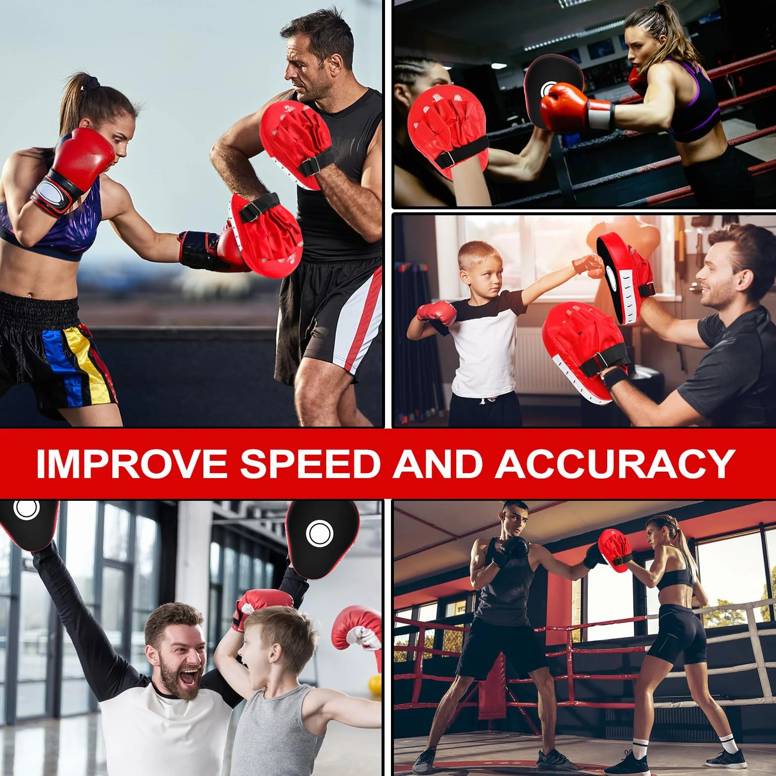 Almohadillas de Enfoque de Boxeo, Manoplas Curvadas para Sparring, Kick Boxing, Artes Marciales