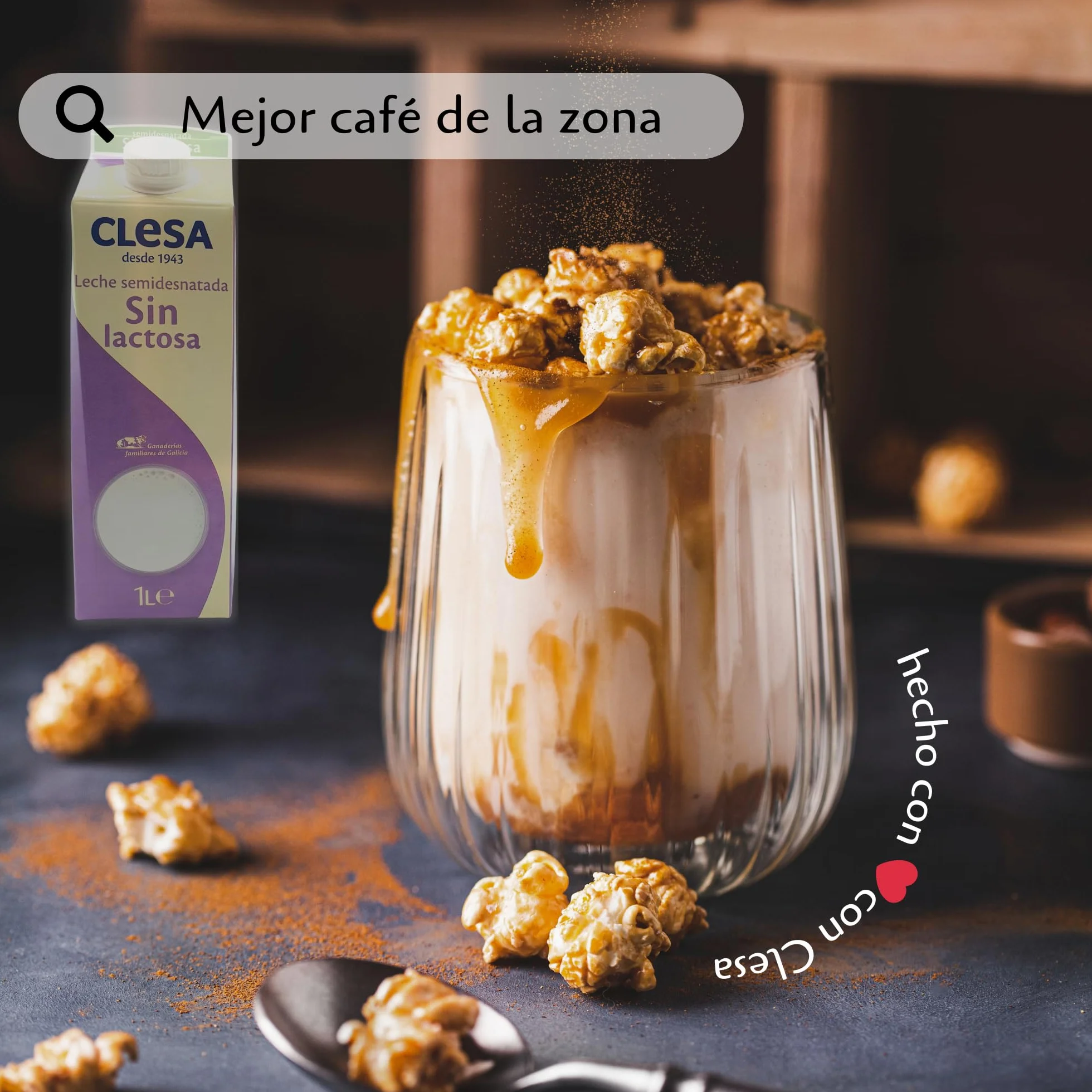 Leche Clesa SIN LACTOSA Semi Desnatada - 6 Bricks de 1 Litro - 100% Leche Gallega - Tapon Anti Goteo - 6 Litros Leche Sin Lactosa [CLESA]