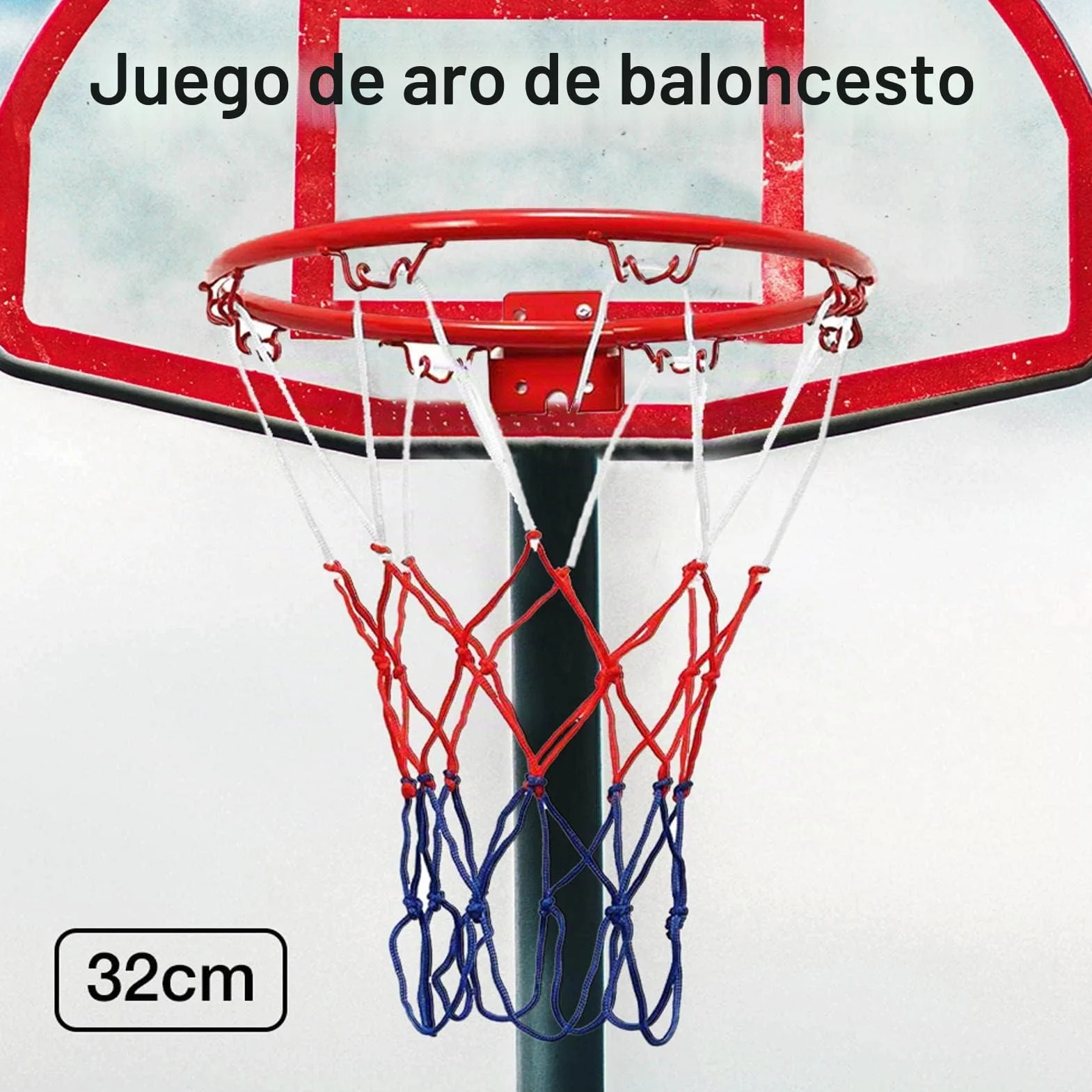 Canasta de baloncesto de pared de hierro 32 cm para exterior e interior